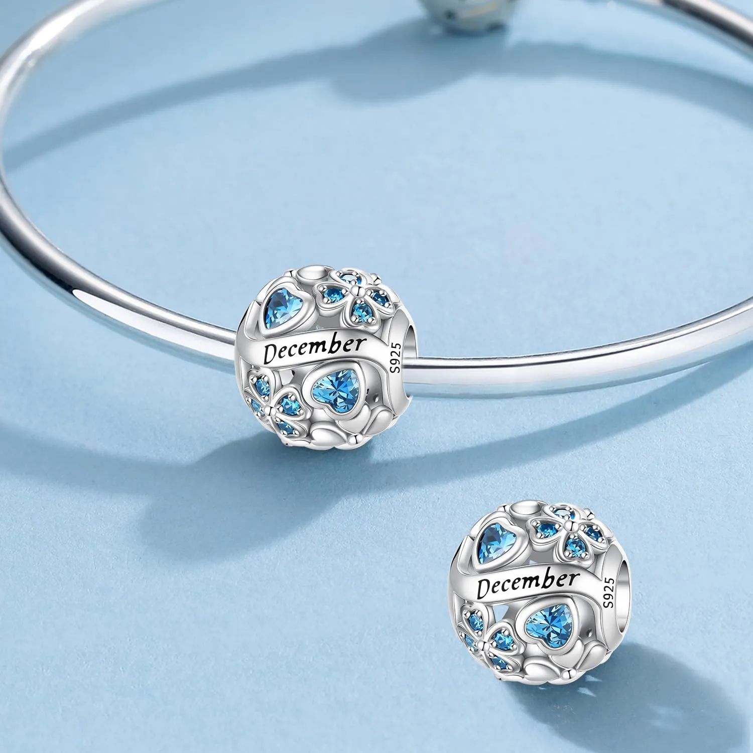 HappyStar Ciondolo Quadrifoglio in Argento Sterling 925 con Zirconia Cubica Birthstone per Braccialetti Pandora e Europei - immagine 2