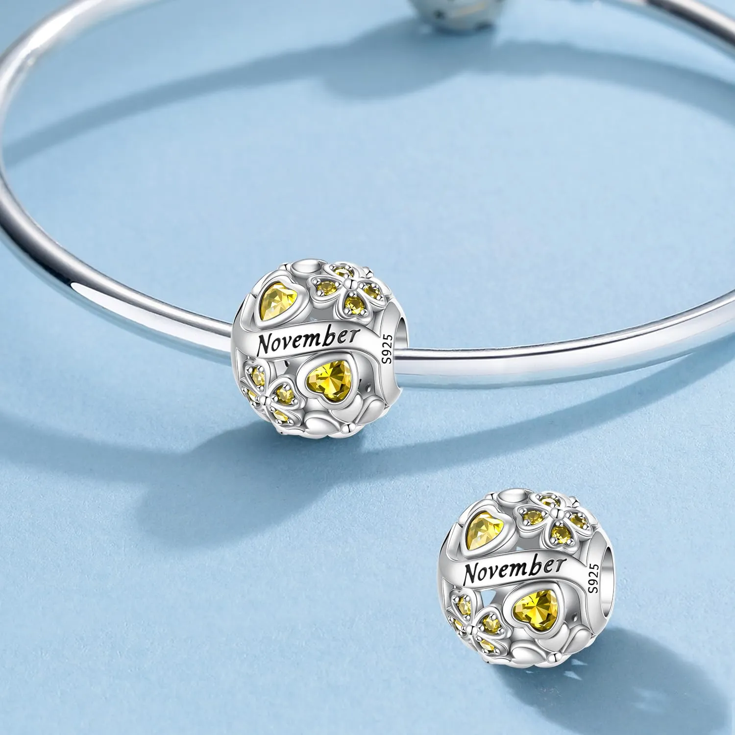 HappyStar Ciondolo Quadrifoglio in Argento Sterling 925 con Zirconia Cubica Birthstone per Braccialetti Pandora e Stile Europeo - immagine 2