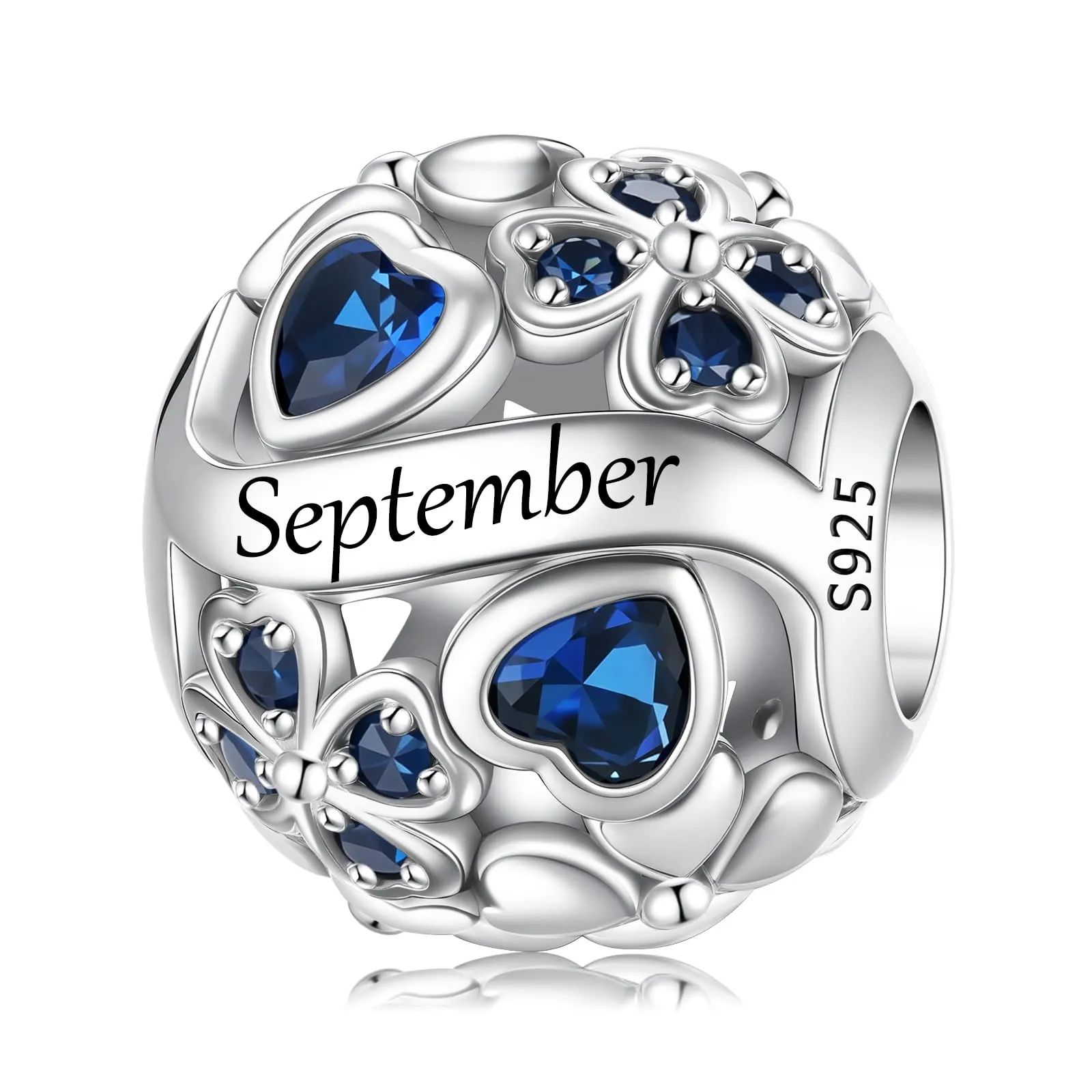 HappyStar Ciondolo Quadrifoglio in Argento Sterling 925 con Zirconia Cubica Birthstone per Braccialetti Pandora e Stile Europeo - immagine 1