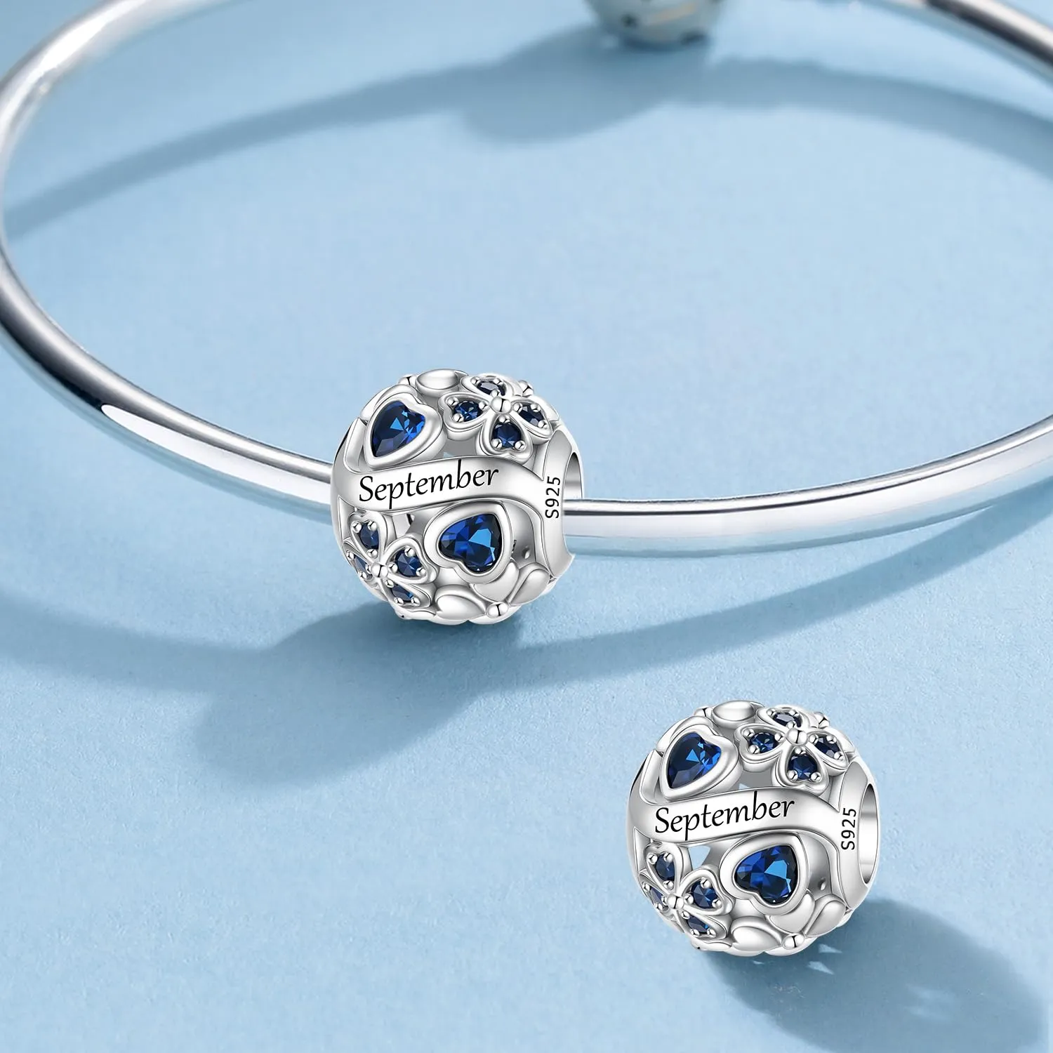 HappyStar Ciondolo Quadrifoglio in Argento Sterling 925 con Zirconia Cubica Birthstone per Braccialetti Pandora e Stile Europeo - immagine 2