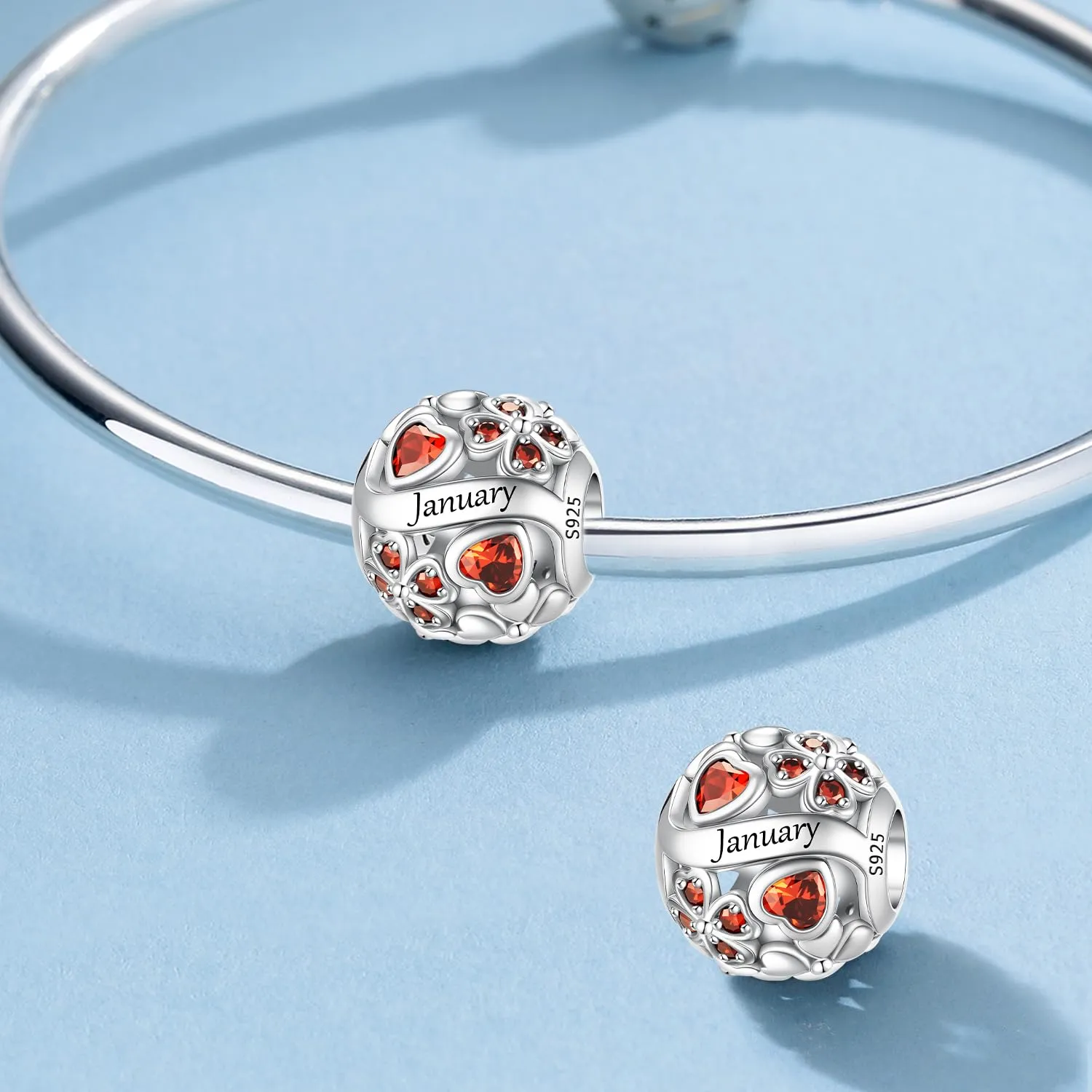 HappyStar Ciondolo Quadrifoglio in Argento Sterling 925 e Zirconia Cubica Birthstone per Bracciali Pandora e Europei - immagine 2