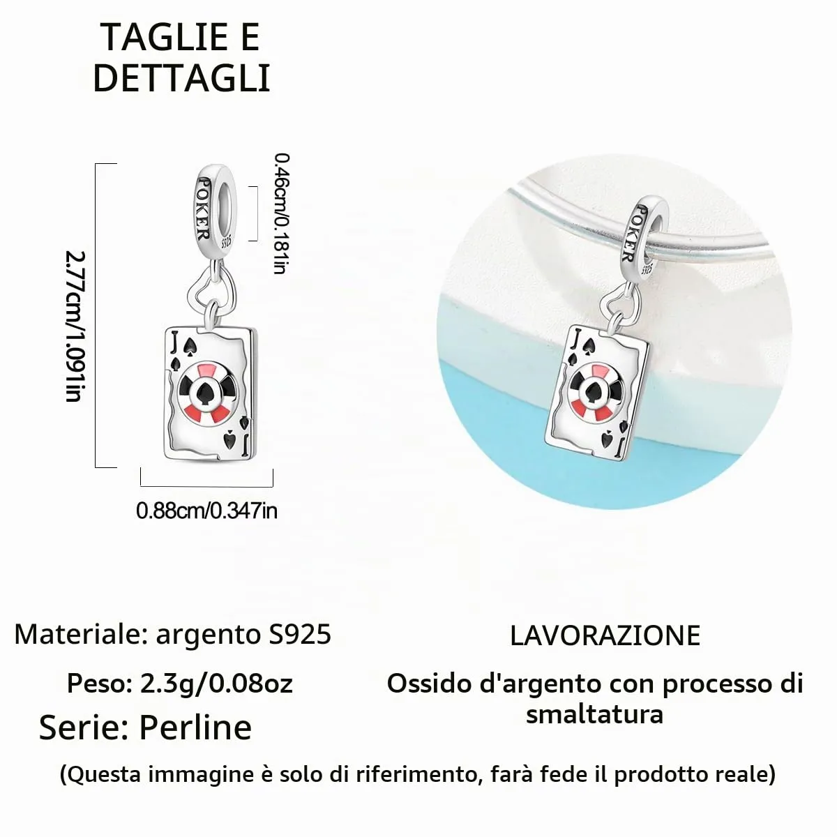 QIKAOLA Ciondolo Bead Charm in Argento Sterling S925 per Bracciali e Collane Europee da Donna - immagine 5