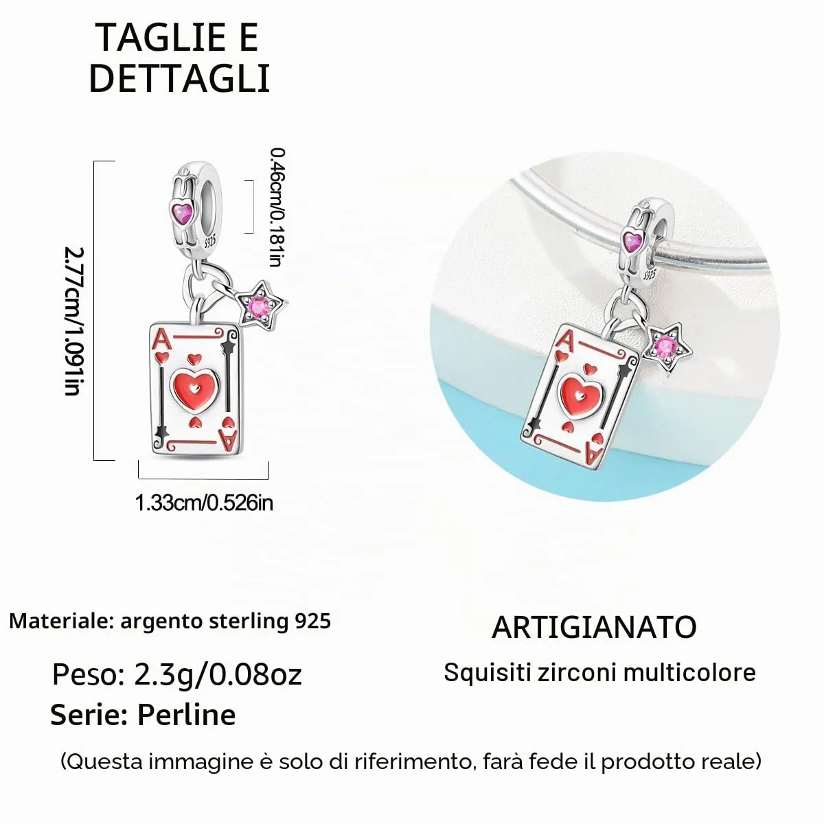 QIKAOLA Ciondolo Bead Charm in argento sterling S925 per bracciali e collane europee da donna - immagine 5
