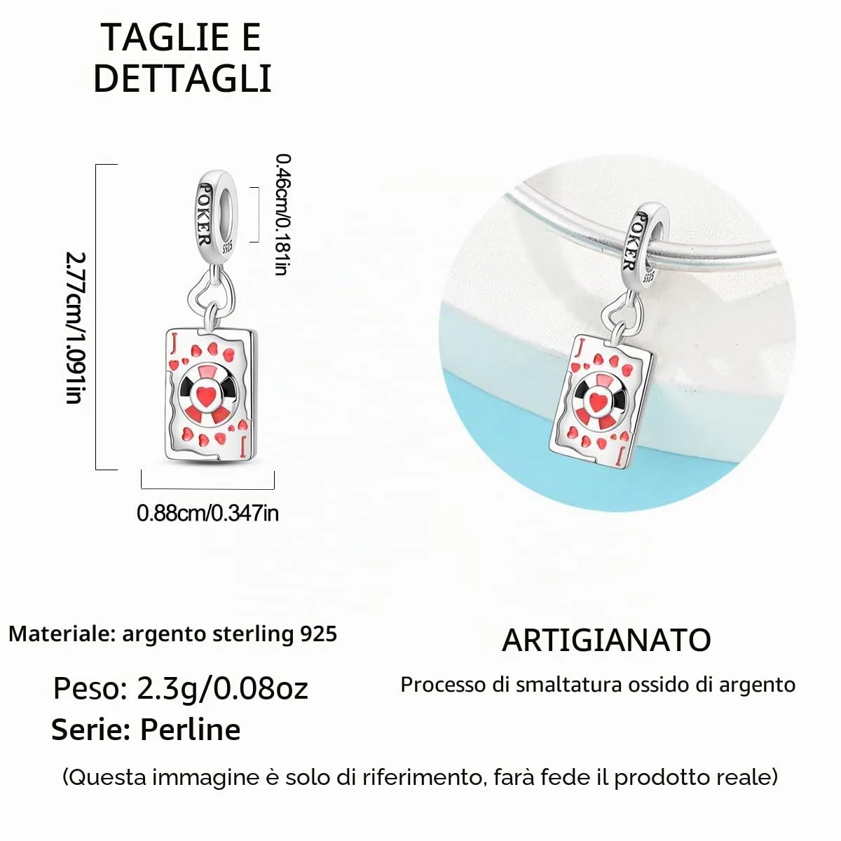 QIKAOLA Ciondolo Bead Charm in Argento Sterling S925 per Bracciali e Collane Europee da Donna - immagine 5