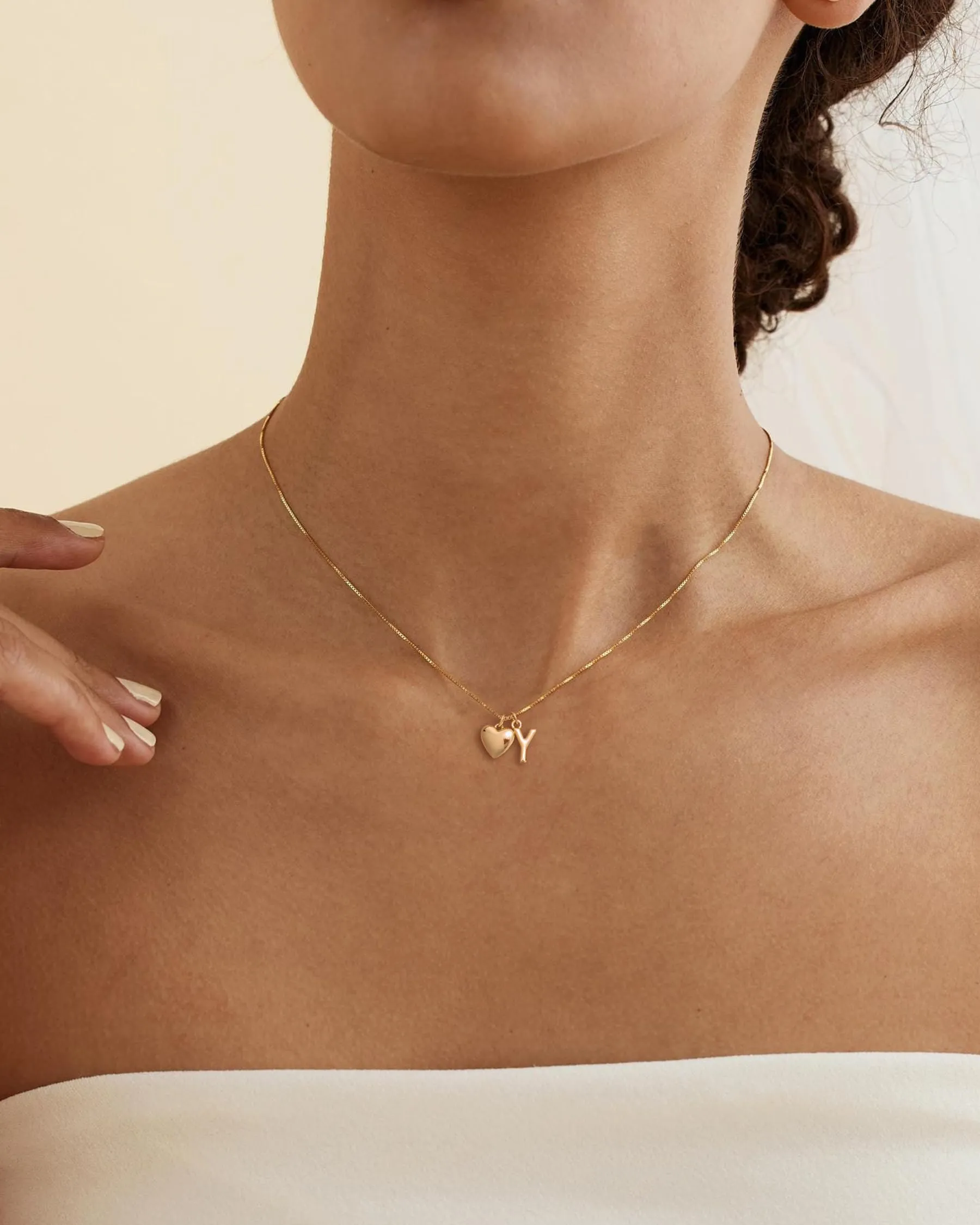 HANLI Collana Personalizzata con Nome Cuore Iniziale Y, Oro Placcato 14K - immagine 2