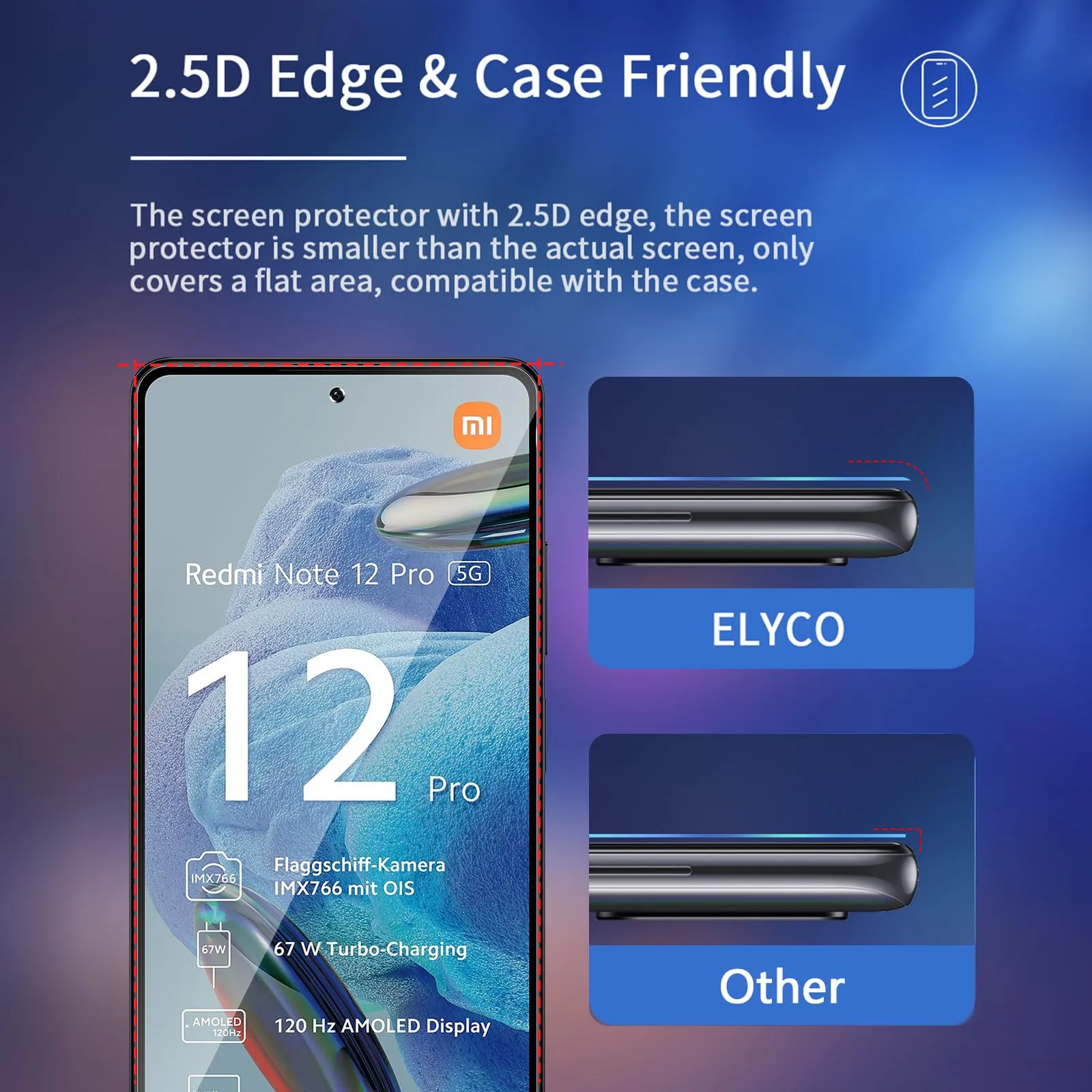 ELYCO Vetro Temperato Privacy per Redmi Note 12 Pro/Pro Plus 5G, 2 Pezzi - immagine 7
