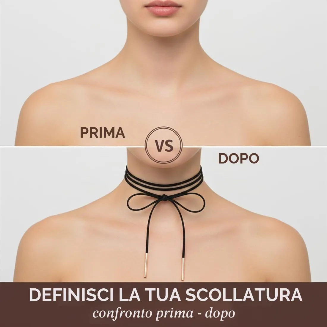 BAHME Set di 2 Collane Choker Legate (Rosso e Nero) con Nodo e Accenti Dorati - immagine 4