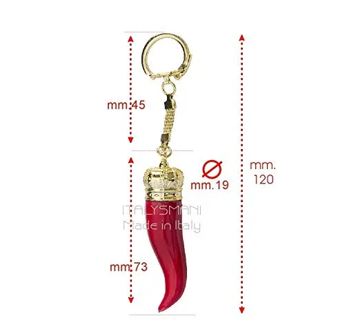 Italysmani Corno Portafortuna Cornetto Amuleto Lucky Horn Rosso 1035FD - immagine 5