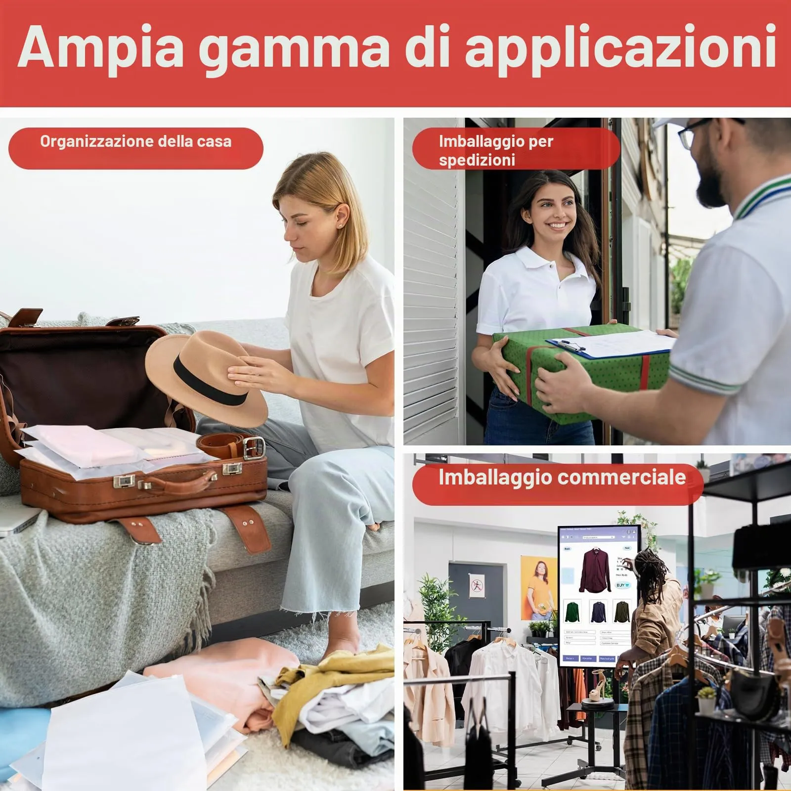 Svaldo Sacchetti Valigia Organizer, 100 Pezzi, 35 x 40cm, Buste in Plastica Richiudibili con Zip e Fori di Sfiato per Indumenti e Viaggio - immagine 7