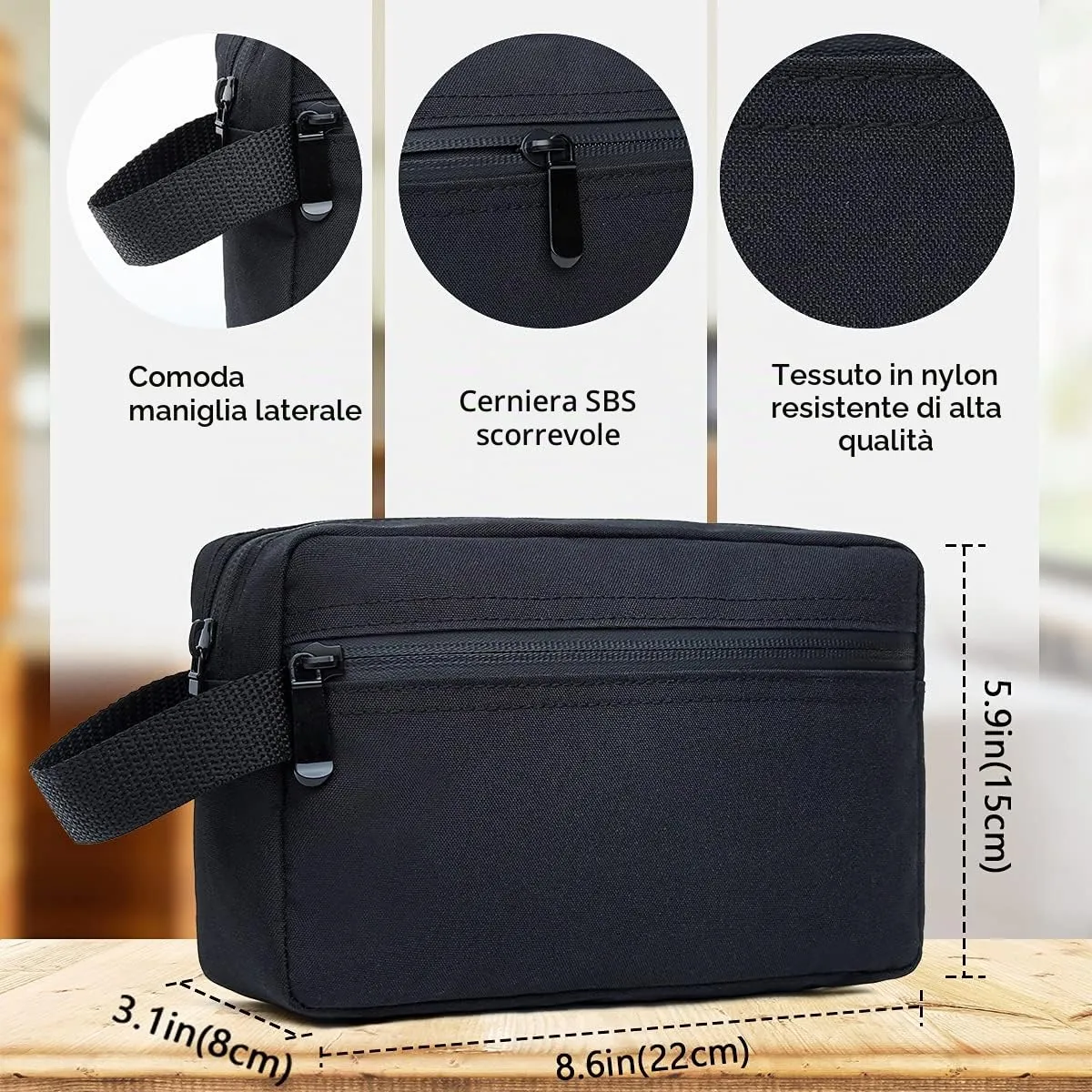 FUNSEED Beauty Case da Viaggio per Articoli da Toeletta e Cosmetici, Nero - immagine 4