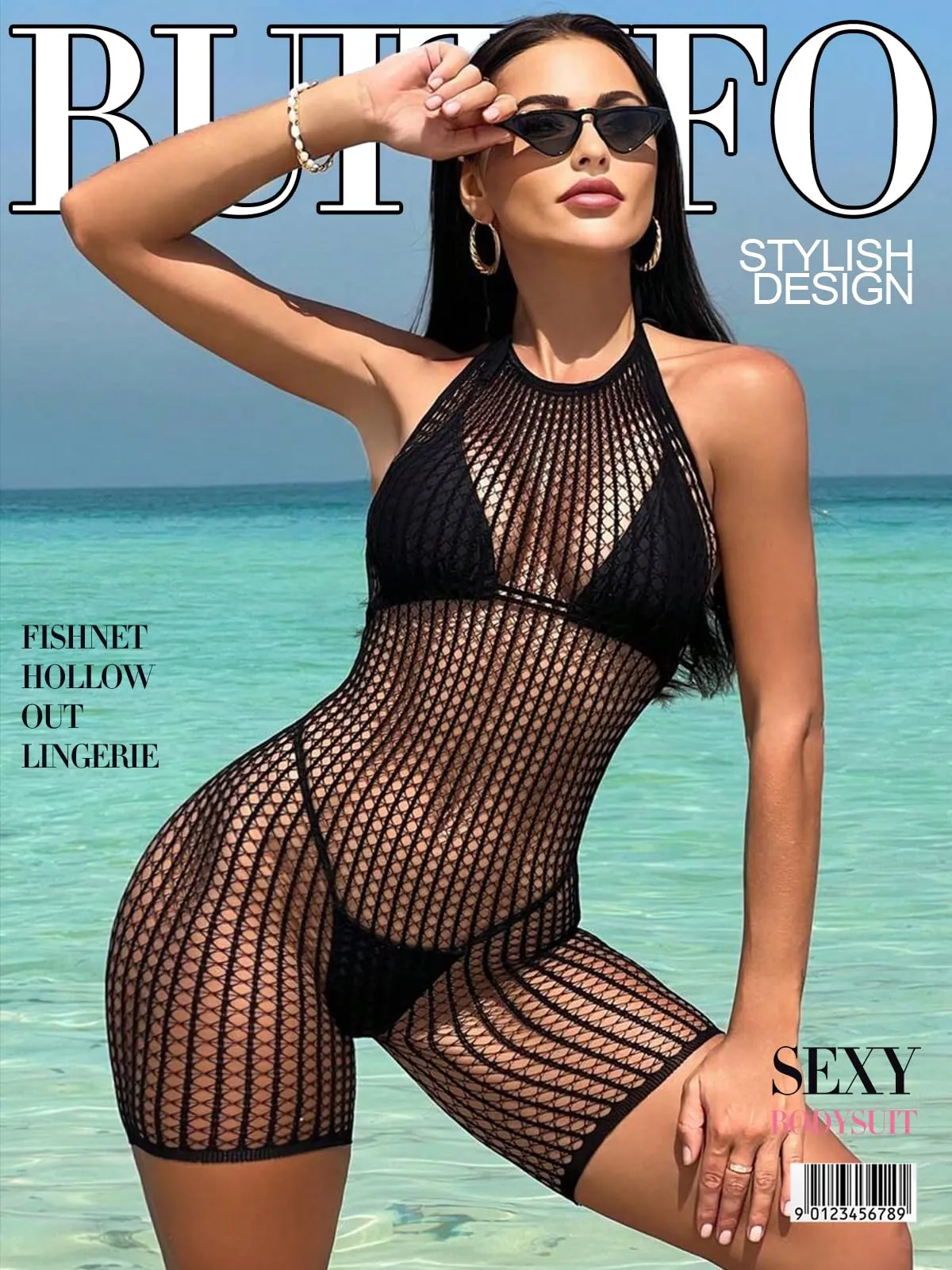Buitifo Lingerie Body in Rete Nero da Donna - immagine 2