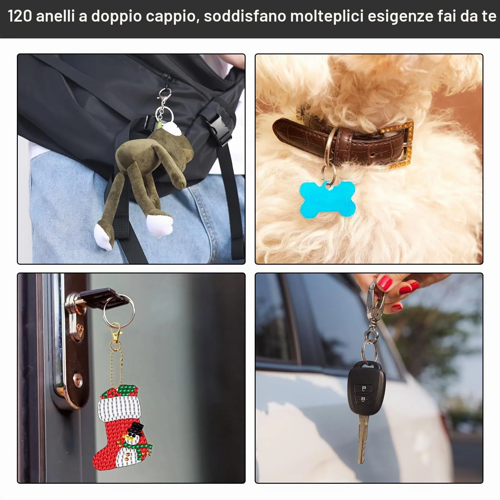 KTPCN Set di 120 anelli portachiavi rotondi 25 mm con scatola - immagine 6