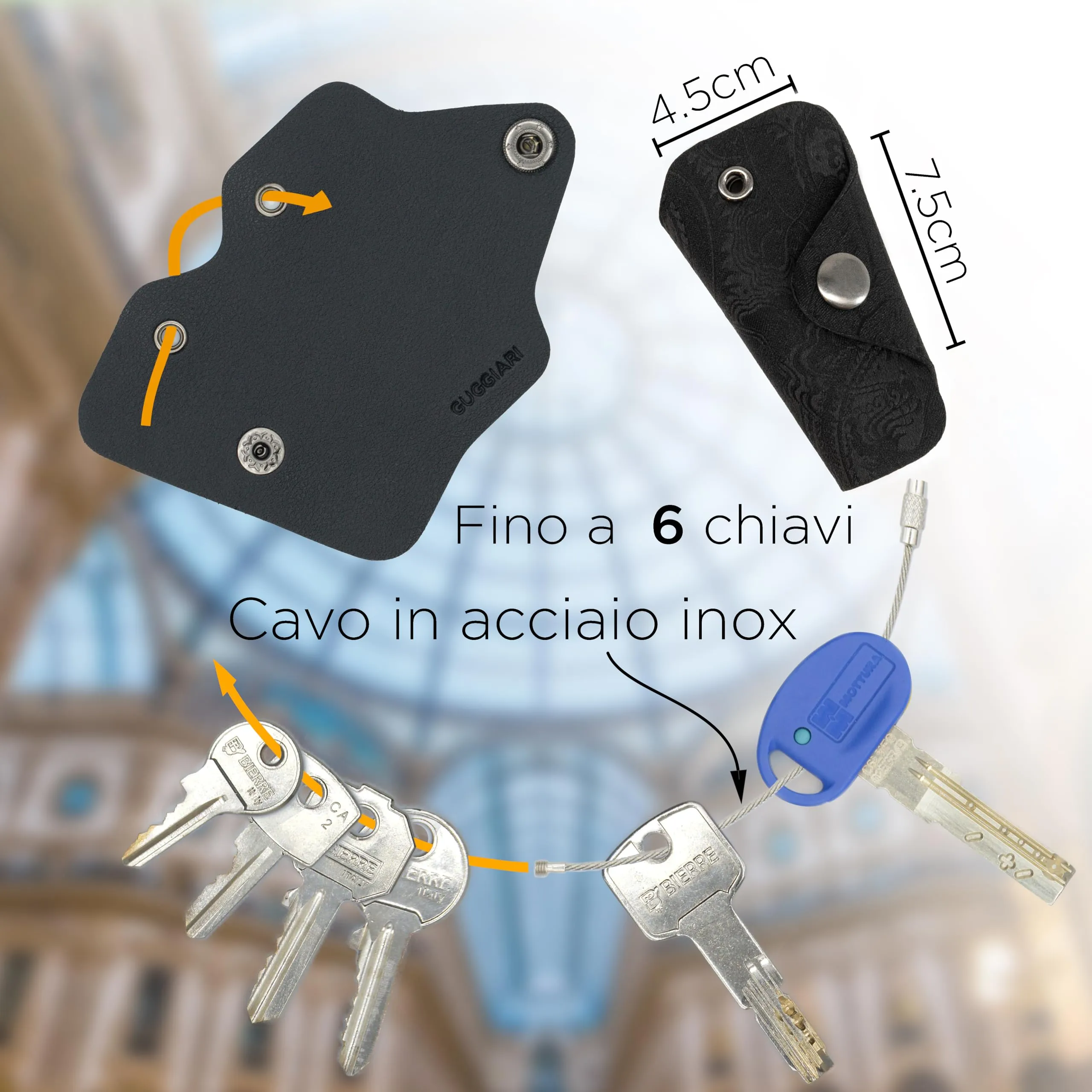 Guggiari Portachiavi in Pelle PU e Tessuto - Dragon - immagine 2