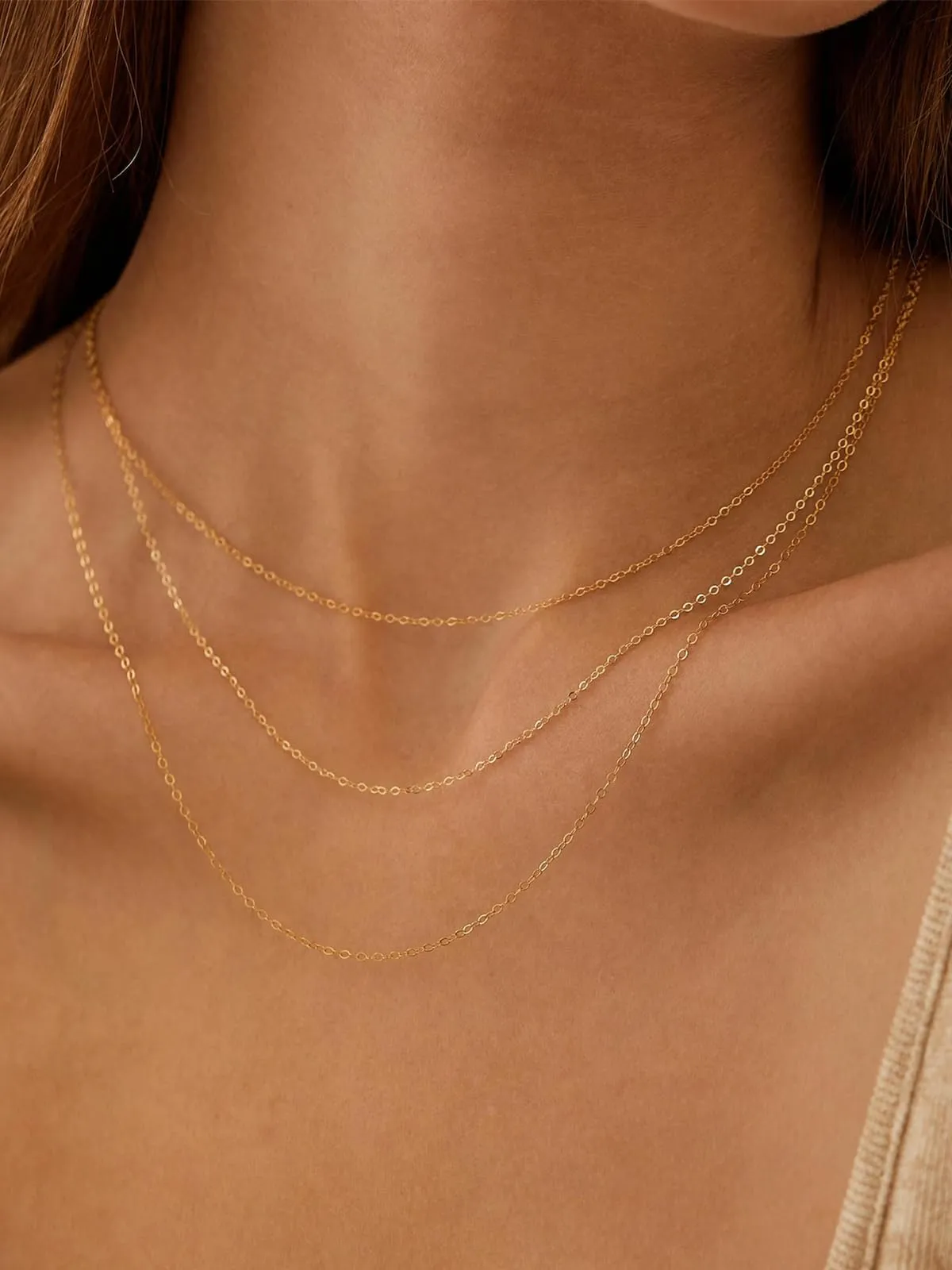 Silvora Collana Catena in Acciaio 2,5mm Oro, 35cm - immagine 3