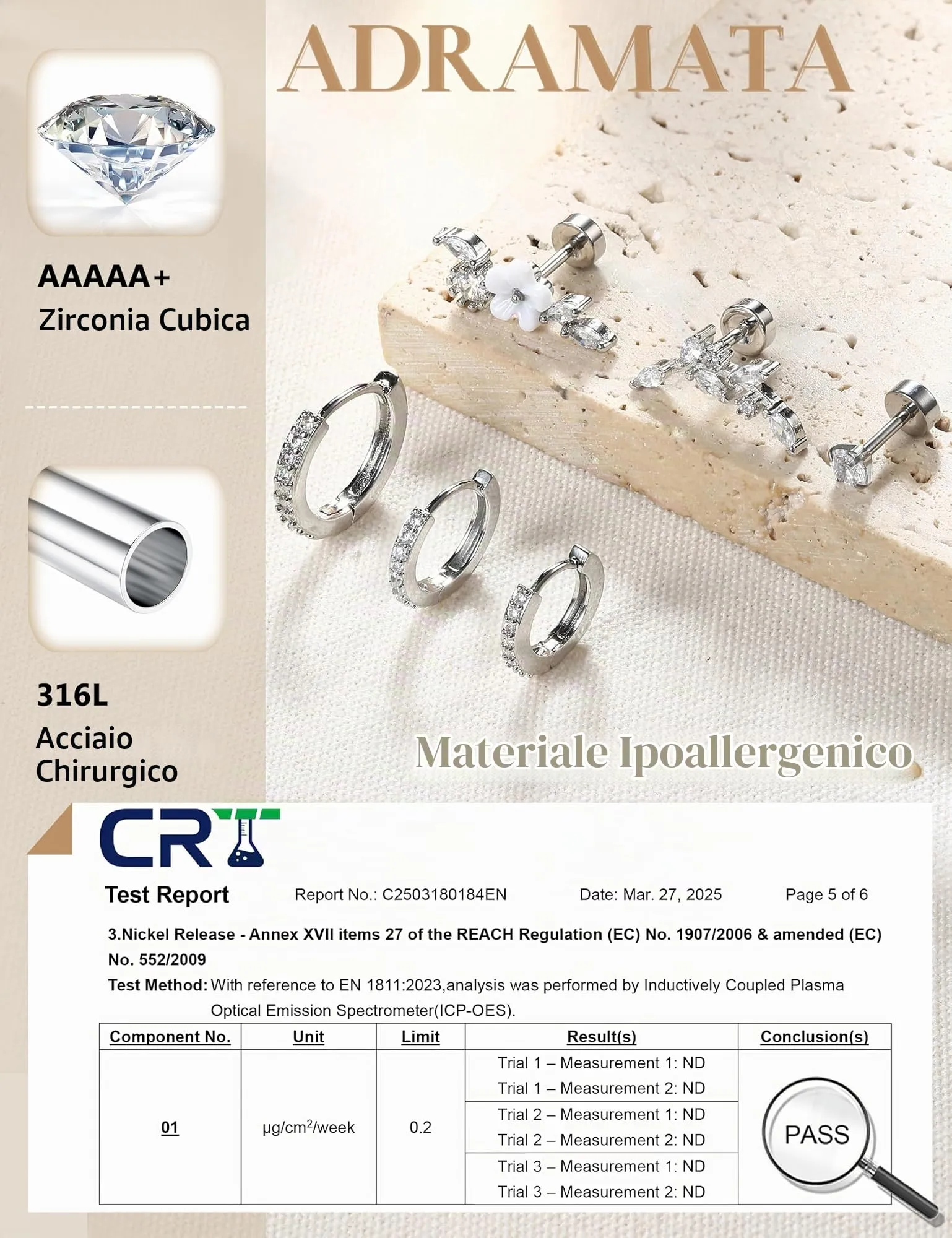 Adramata Set di Orecchini per Piercing 16G in Acciaio Inossidabile, 12/14 Pezzi - immagine 3
