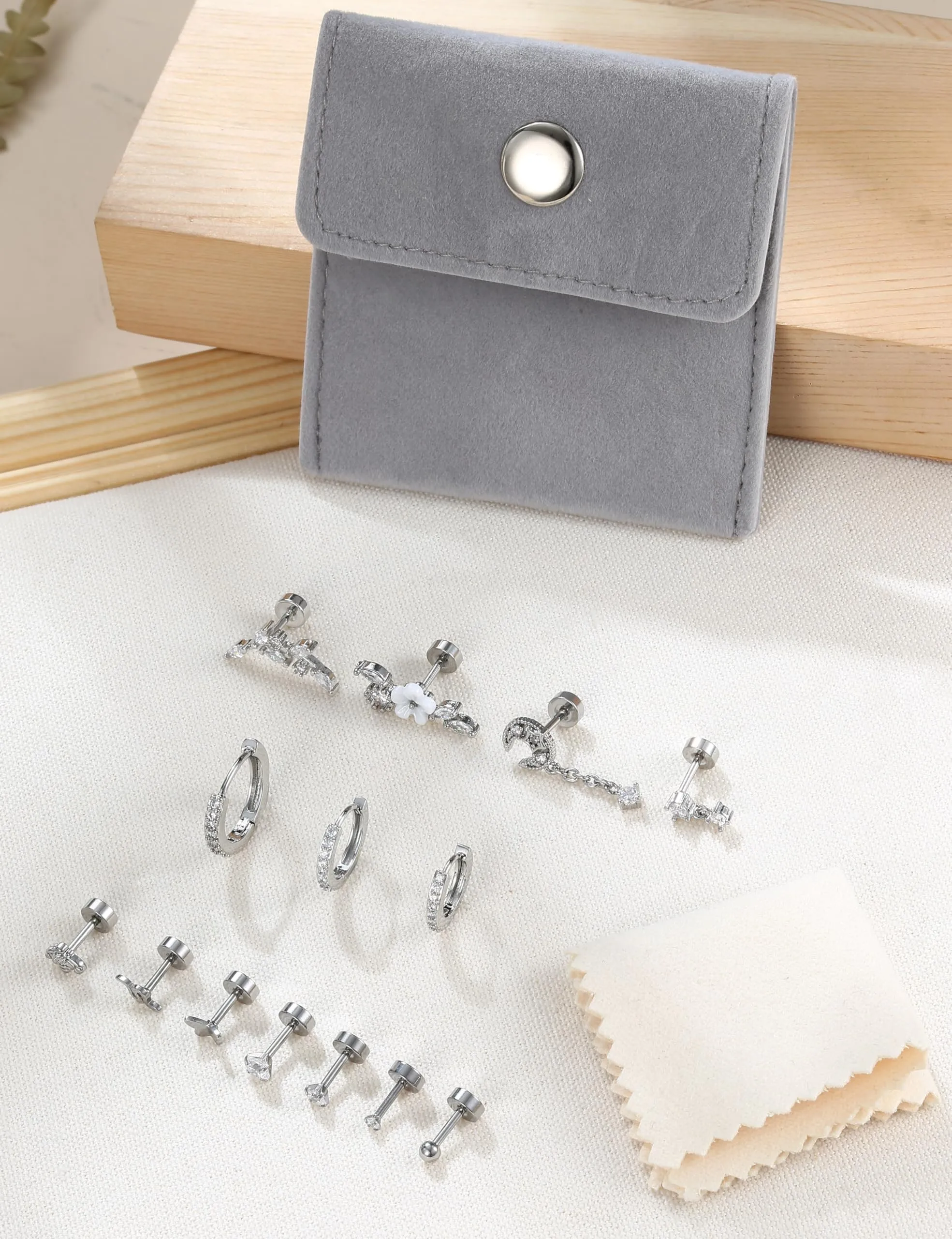 Adramata Set di Orecchini per Piercing 16G in Acciaio Inossidabile, 12/14 Pezzi - immagine 7