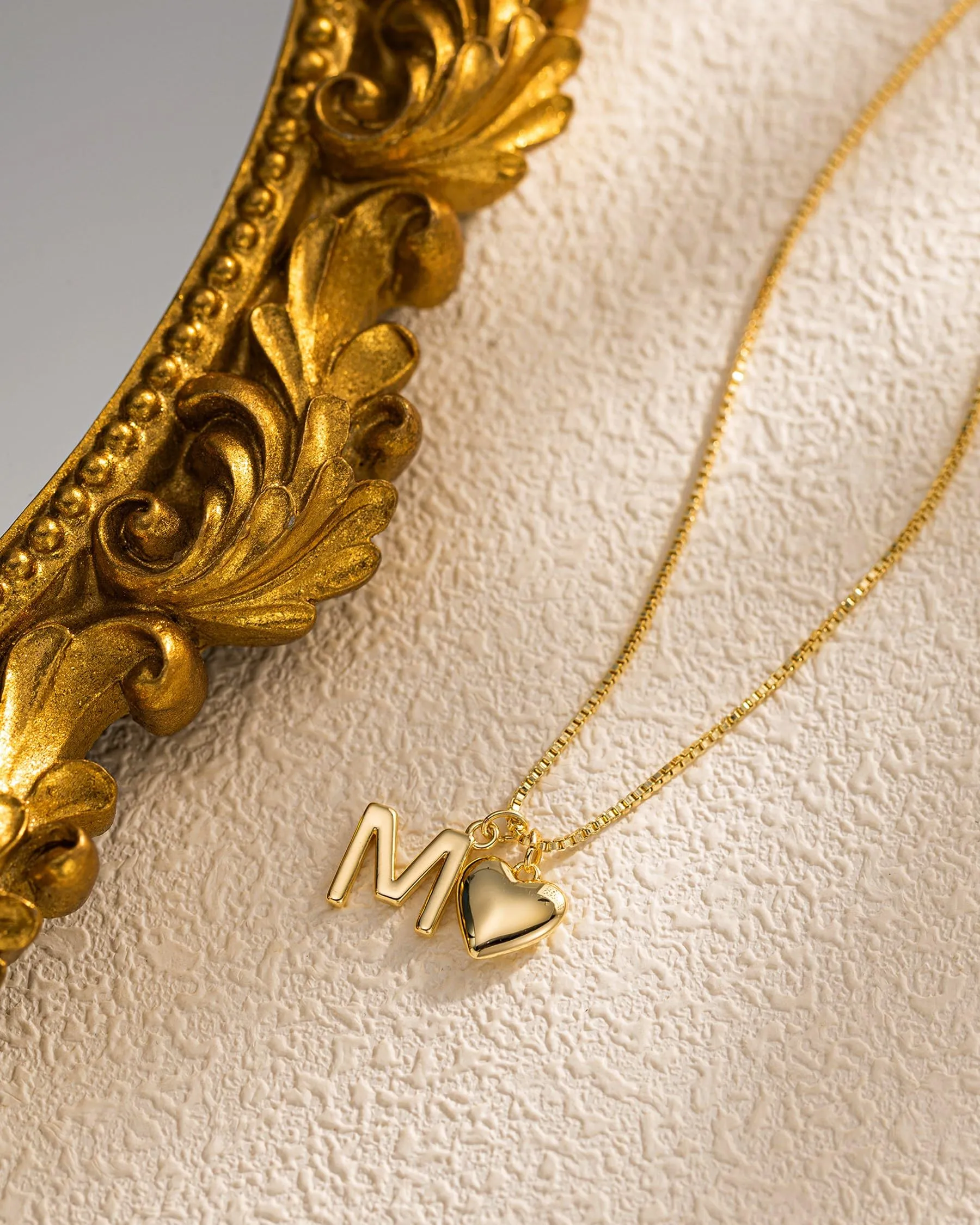 HANLI Collana Personalizzata con Nome Cuore Iniziale in Oro Placcato 14K per Donna - immagine 2