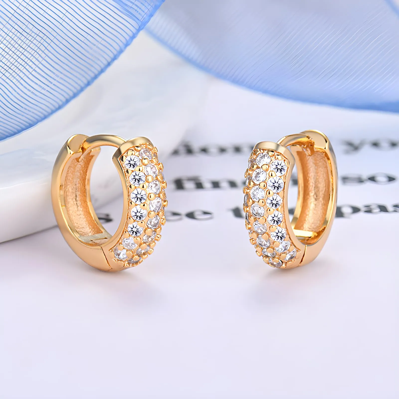 Hinvan Orecchini a Cerchio in Argento 925 Placcati Oro per Donna, Set da 3 Paia (8mm, 10mm, 12mm) - immagine 3