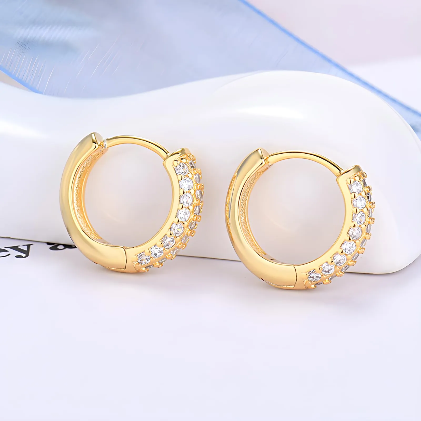 Hinvan Orecchini a Cerchio in Argento 925 Placcati Oro per Donna, Set da 3 Paia (8mm, 10mm, 12mm) - immagine 4