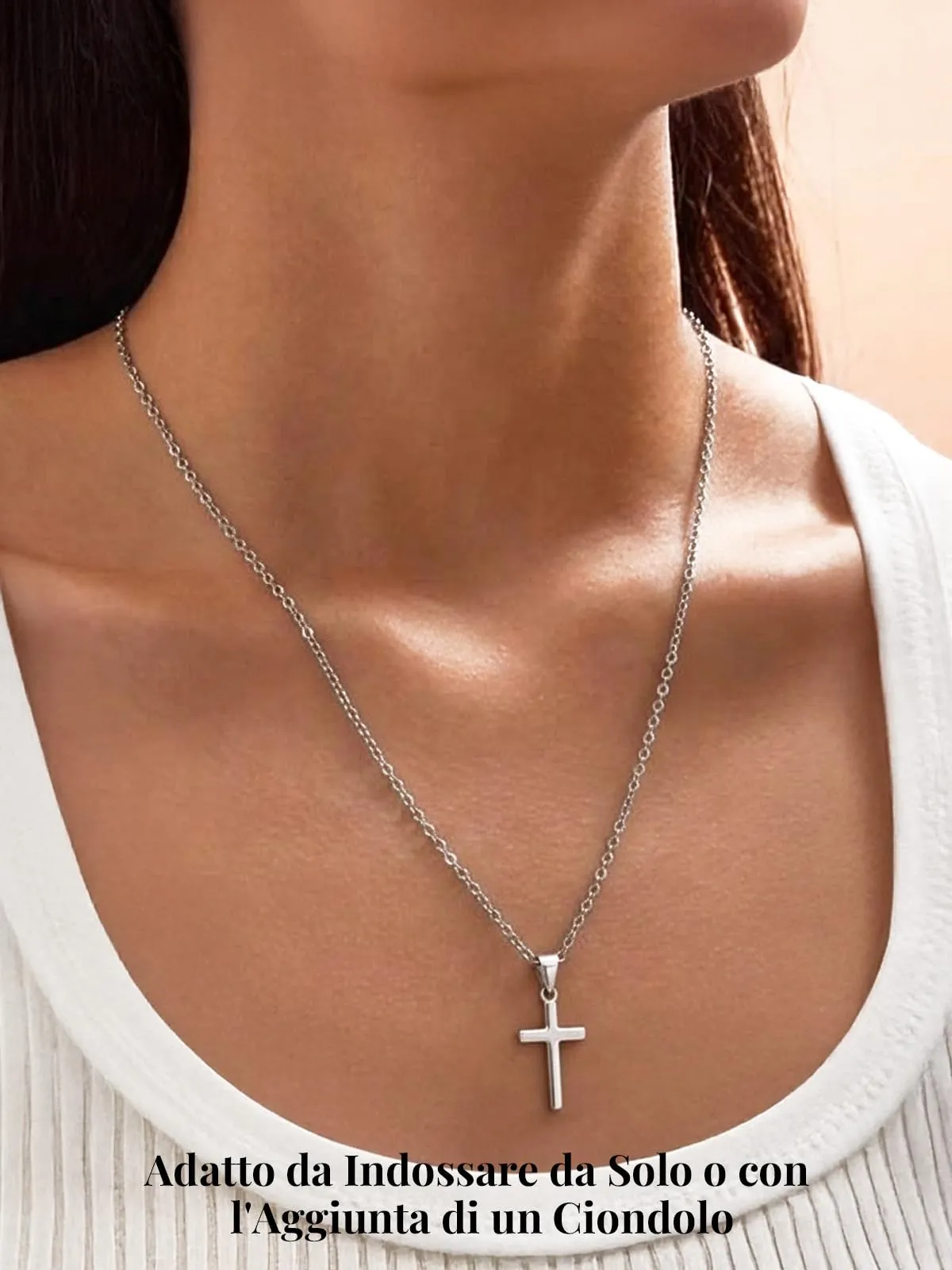 Silvora Collana Catena in Acciaio Inossidabile 316L, 2,5mm, Argento, 70cm - immagine 3