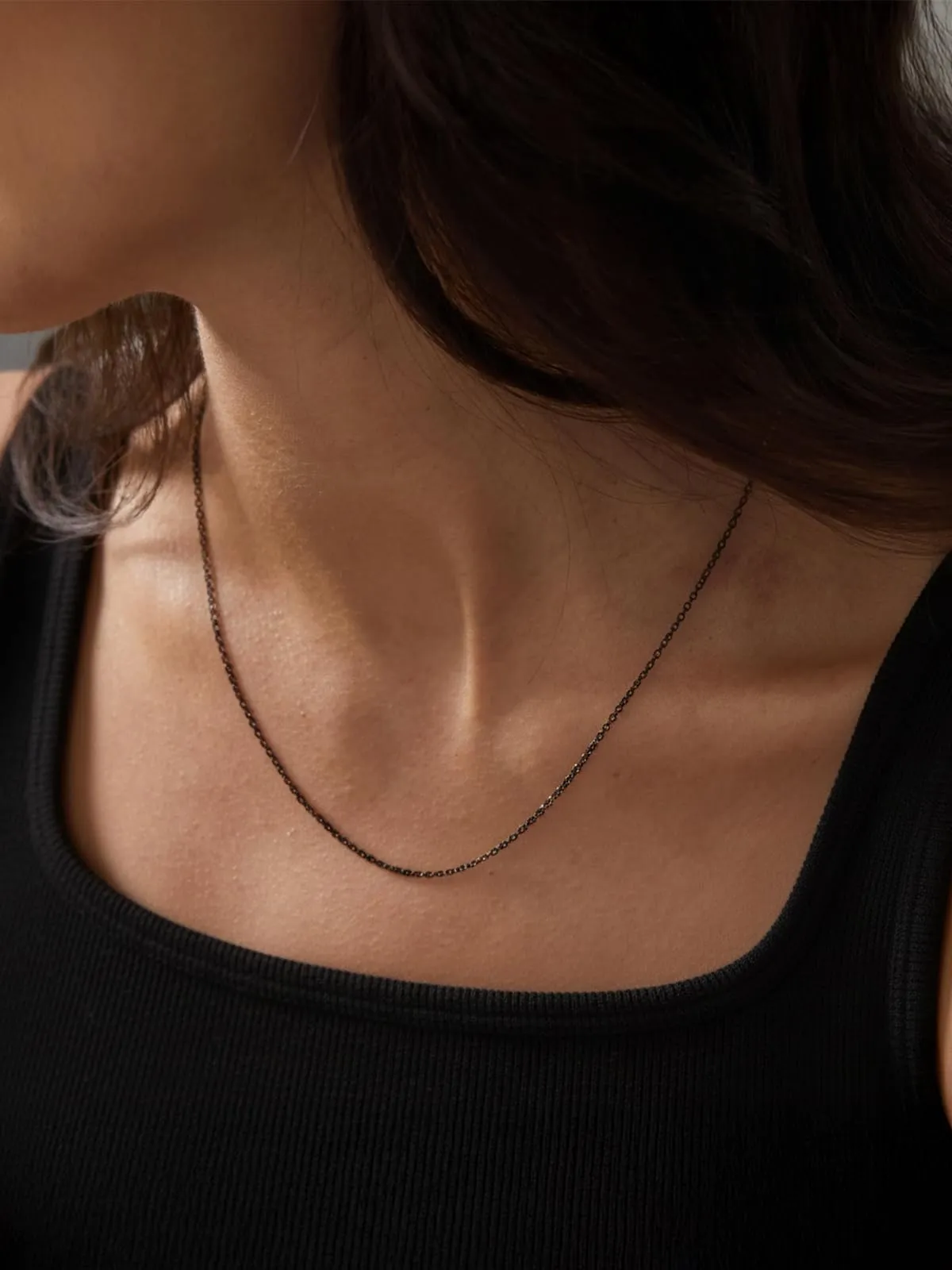 Silvora Collana Catena in Acciaio Unisex, 2,5mm, Nero, 50cm - immagine 2