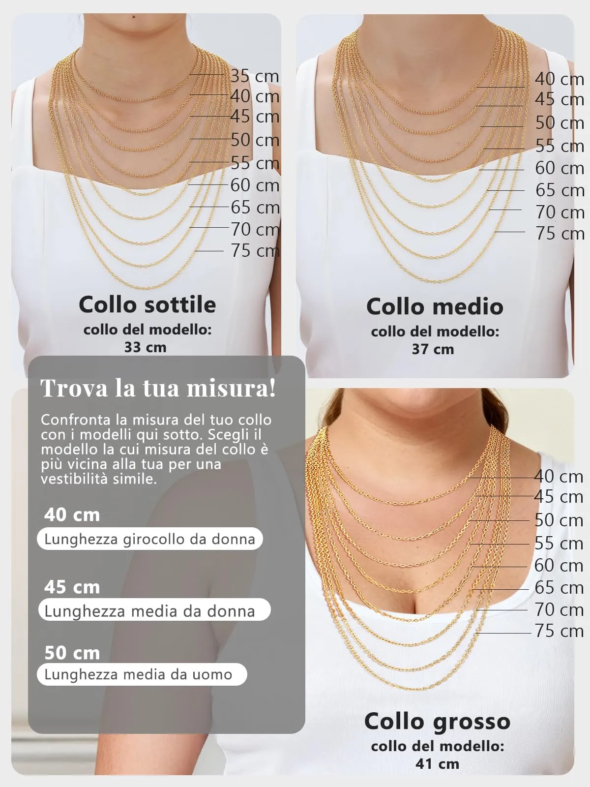 Silvora Collana Catena in Acciaio 2,5mm Oro, 70cm Unisex - immagine 5