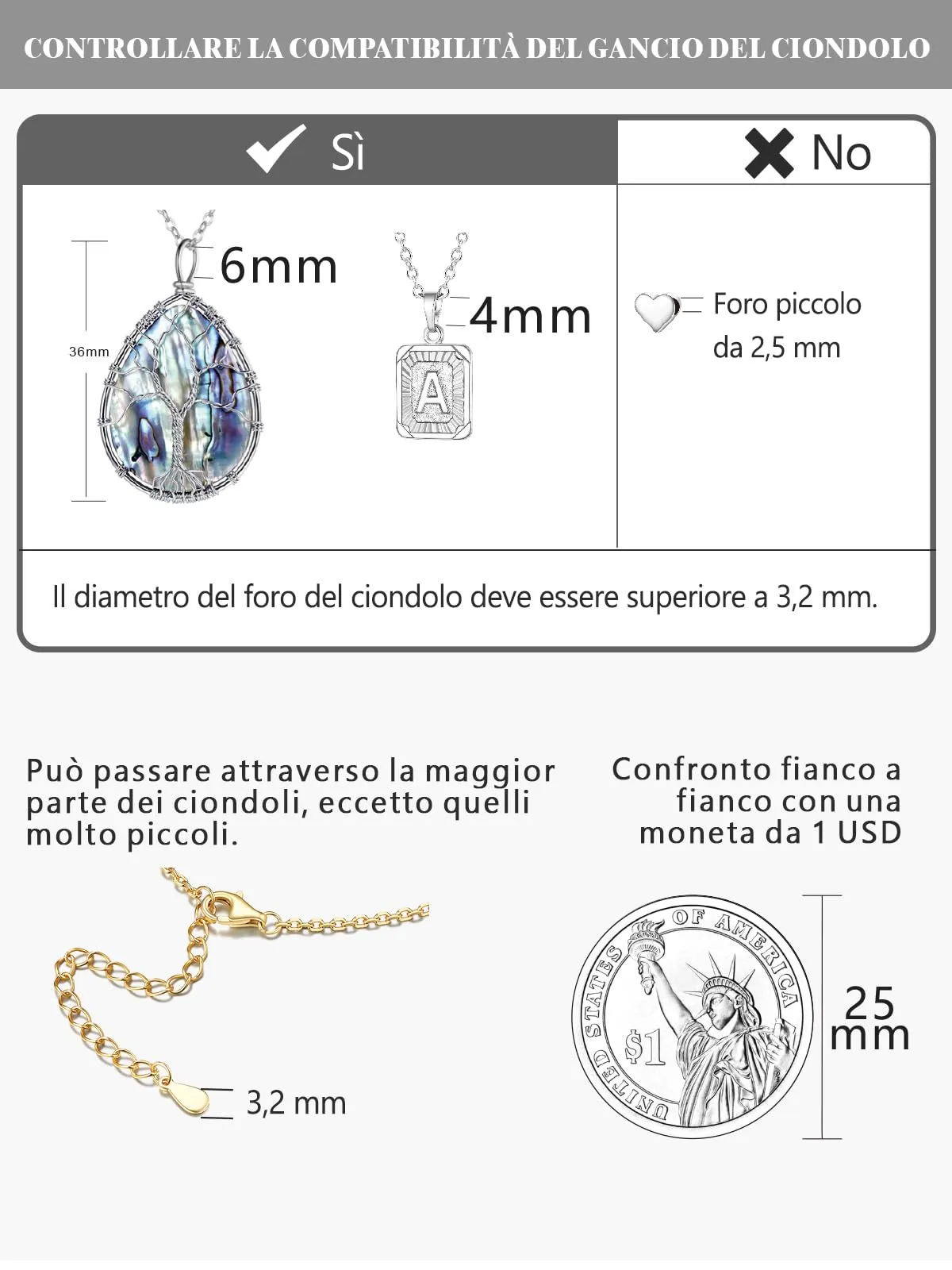 Silvora Collana Catena in Acciaio Oro, 2,5mm, 55cm - immagine 9