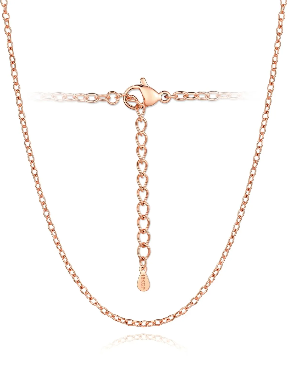 Silvora Collana Catena in Acciaio Oro Rosa, 2,5mm, 35cm - immagine 1