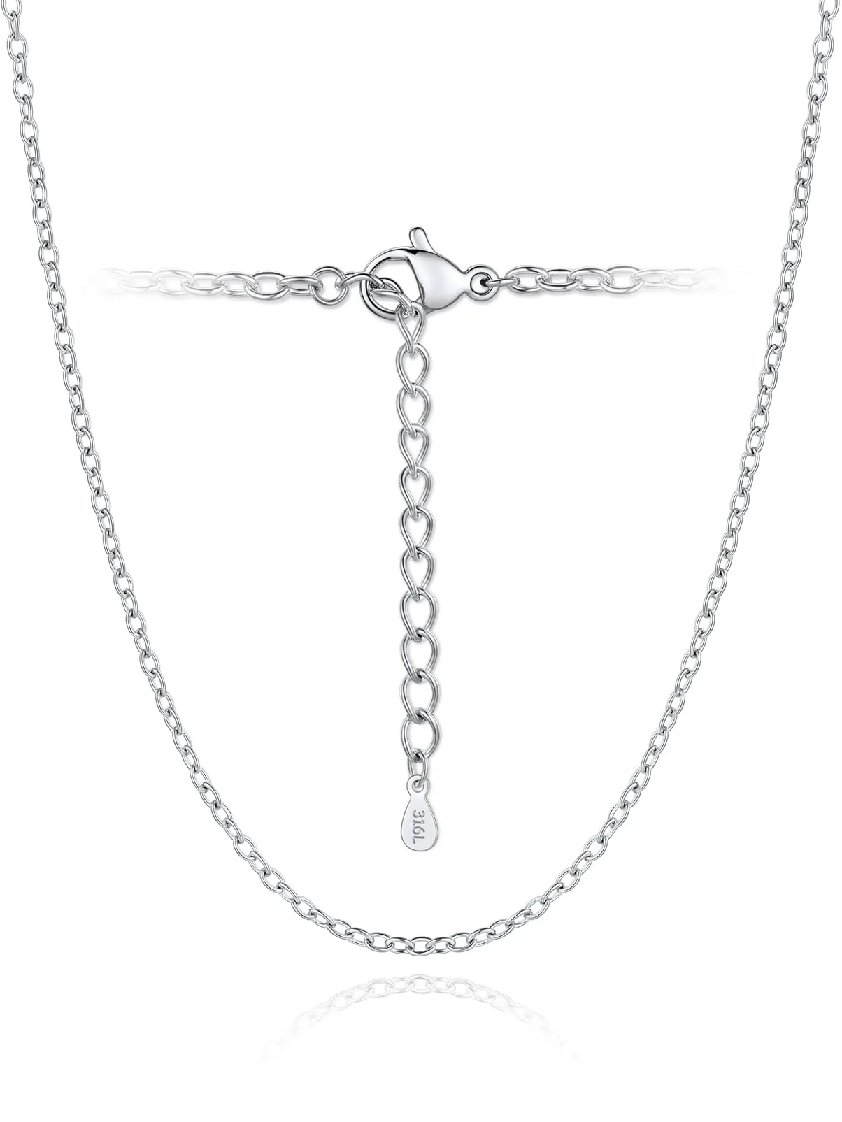 Silvora Collana Catena in Acciaio Inossidabile 316L, 2,5mm, Argento, 50cm - immagine 1