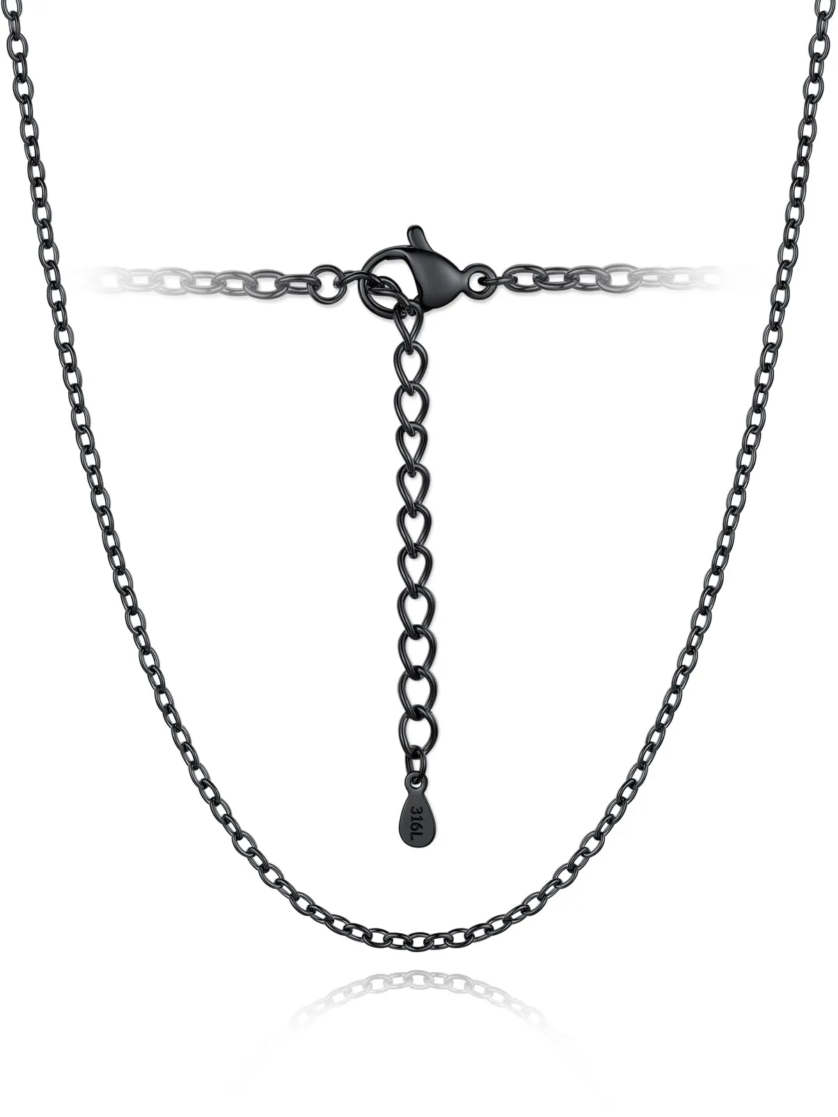 Silvora Collana Catena in Acciaio Unisex, 2,5mm, Nero, 70cm - immagine 1