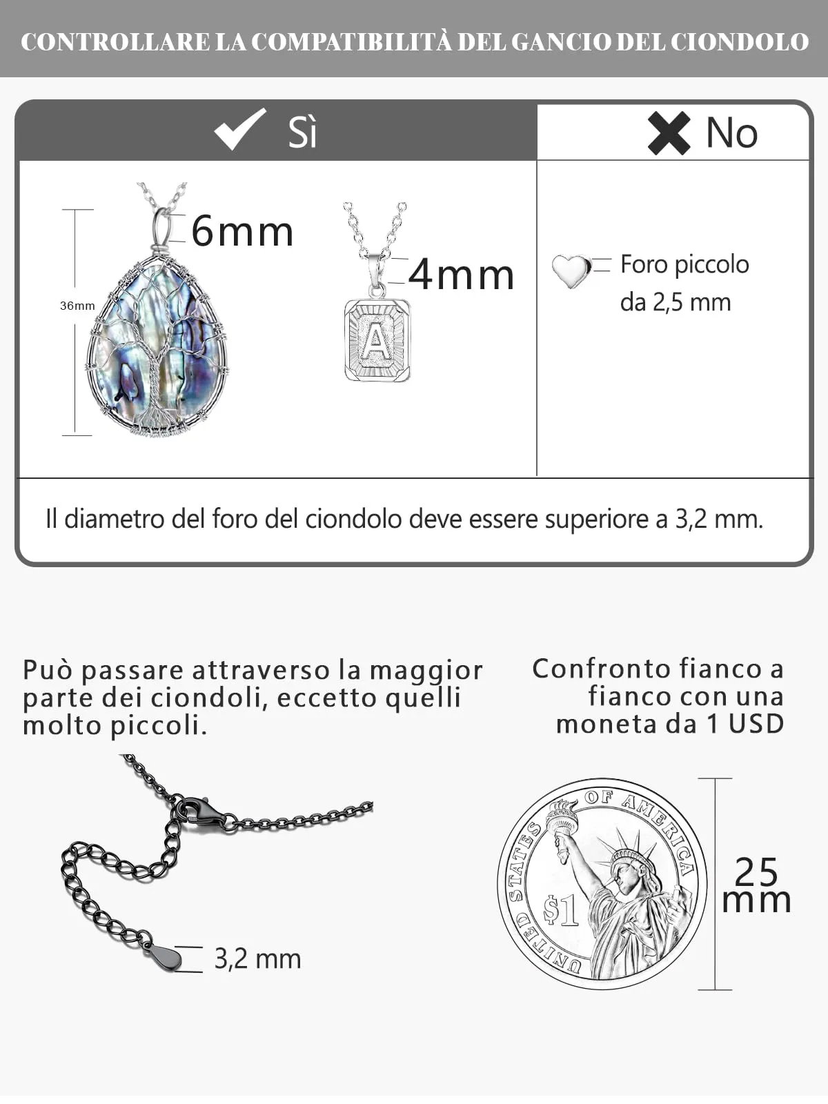 Silvora Collana Catena in Acciaio Unisex, 2,5mm, Nero, 70cm - immagine 9