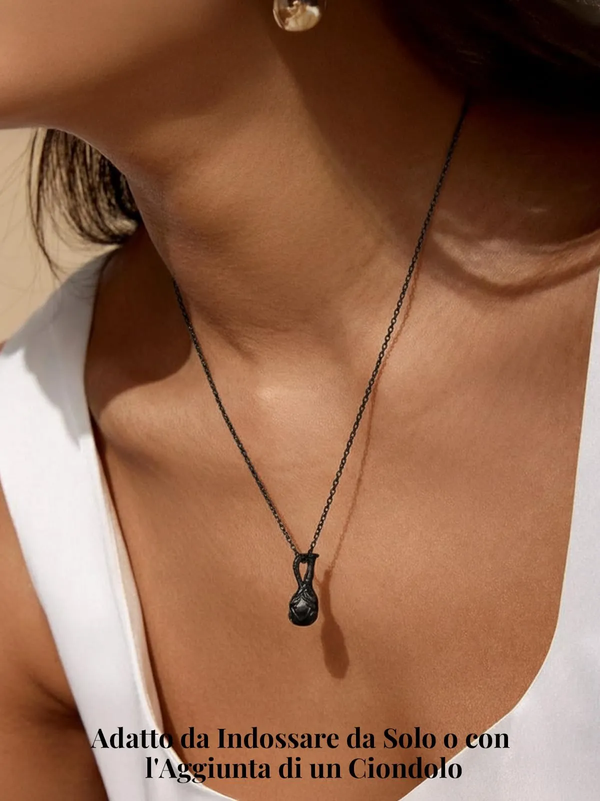 Silvora Collana Catena in Acciaio Inossidabile 316L, Nero, 2,5mm, 45cm - immagine 3