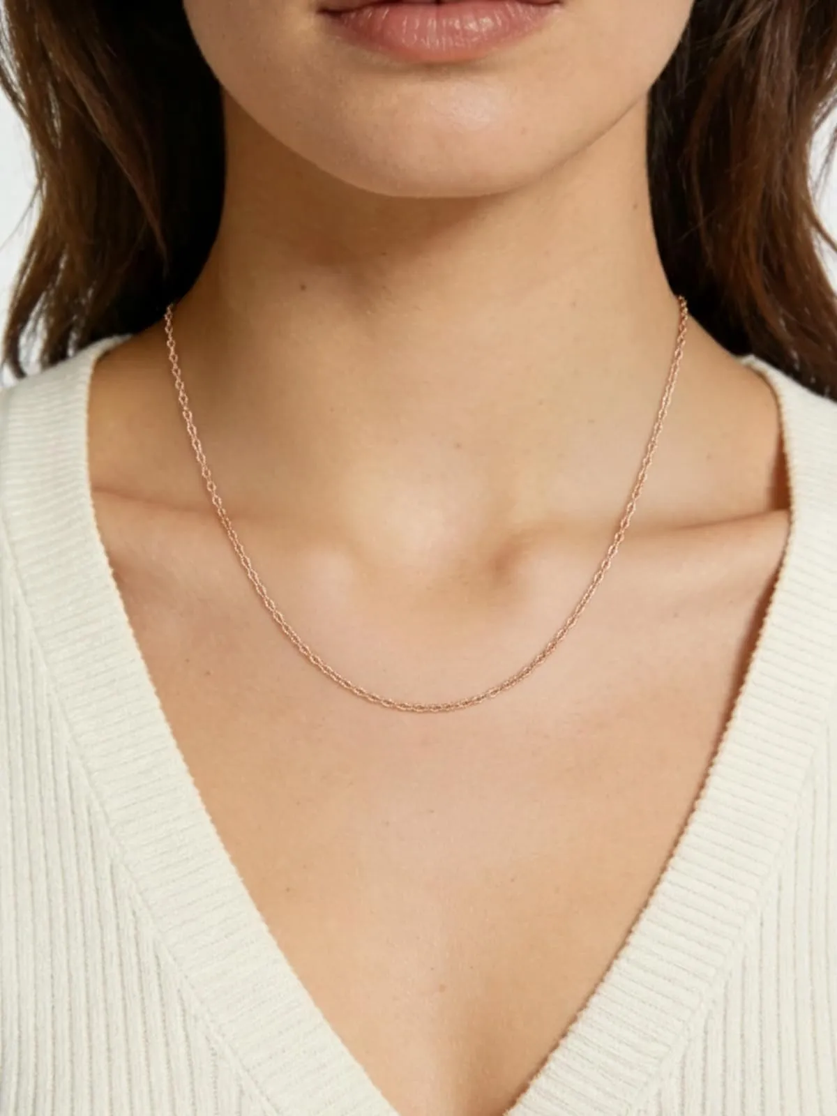 Silvora Collana Catena in Acciaio, Oro Rosa, 2,5mm, 70cm - immagine 2