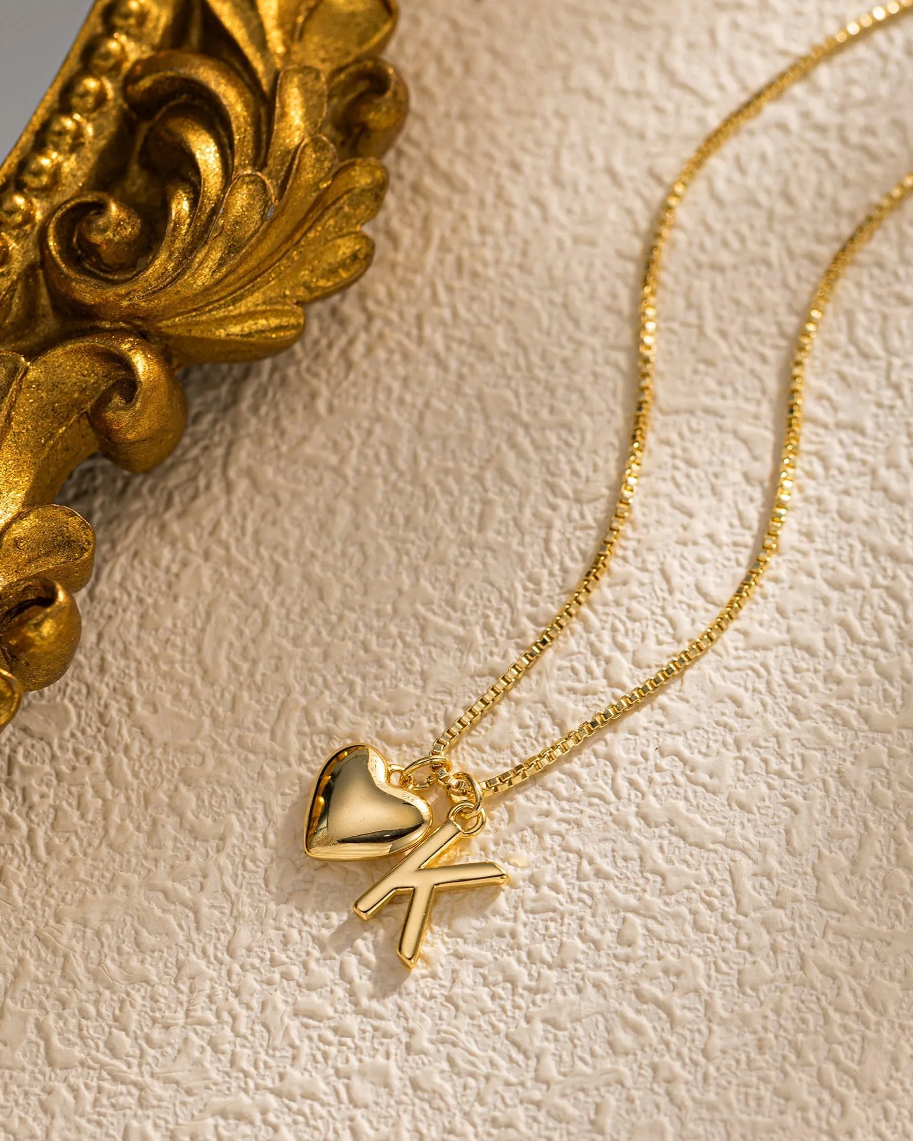 HANLI Collana Personalizzata con Iniziale Cuore K, Placcato Oro 14K, Anallergica - immagine 2