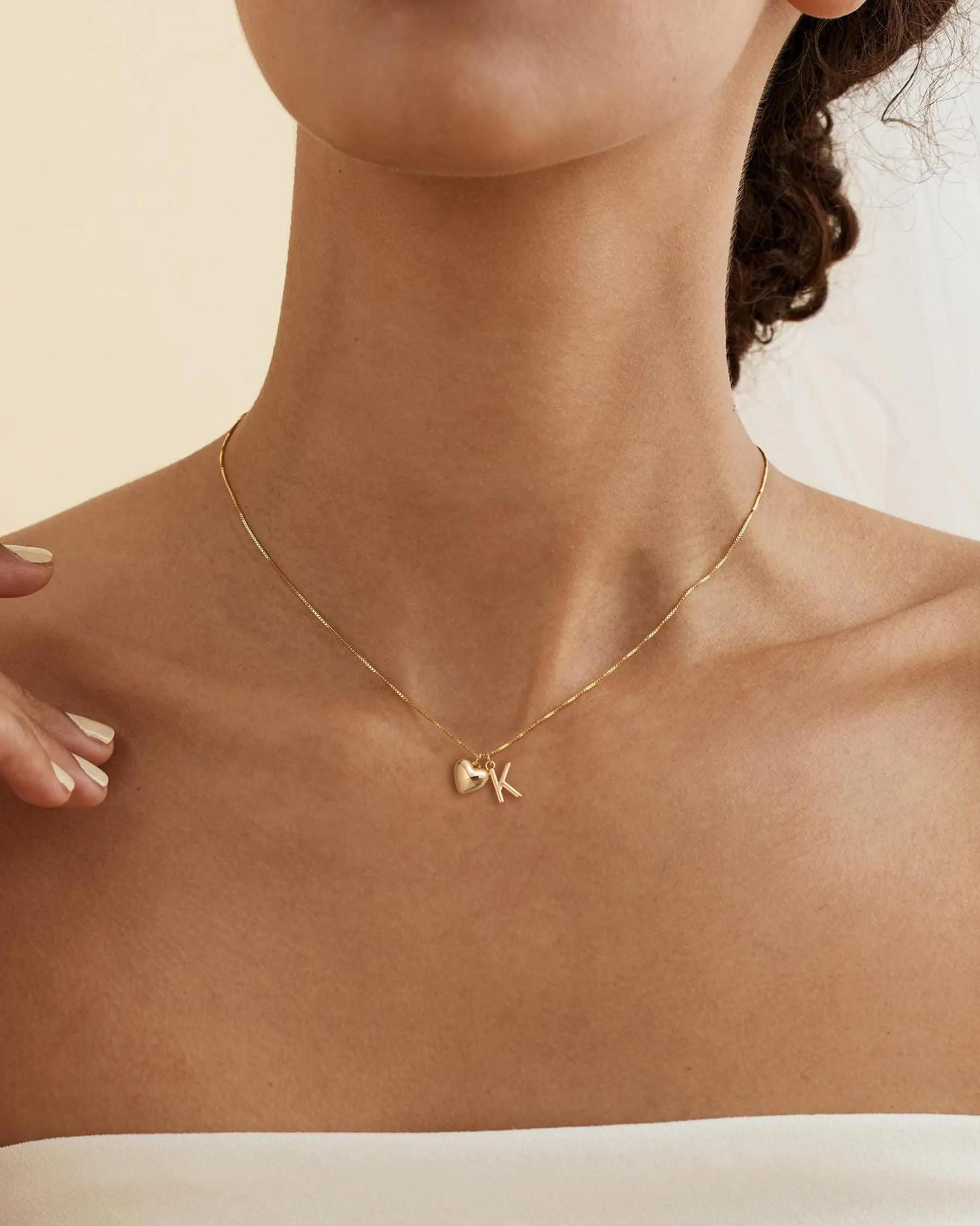 HANLI Collana Personalizzata con Iniziale Cuore K, Placcato Oro 14K, Anallergica - immagine 4