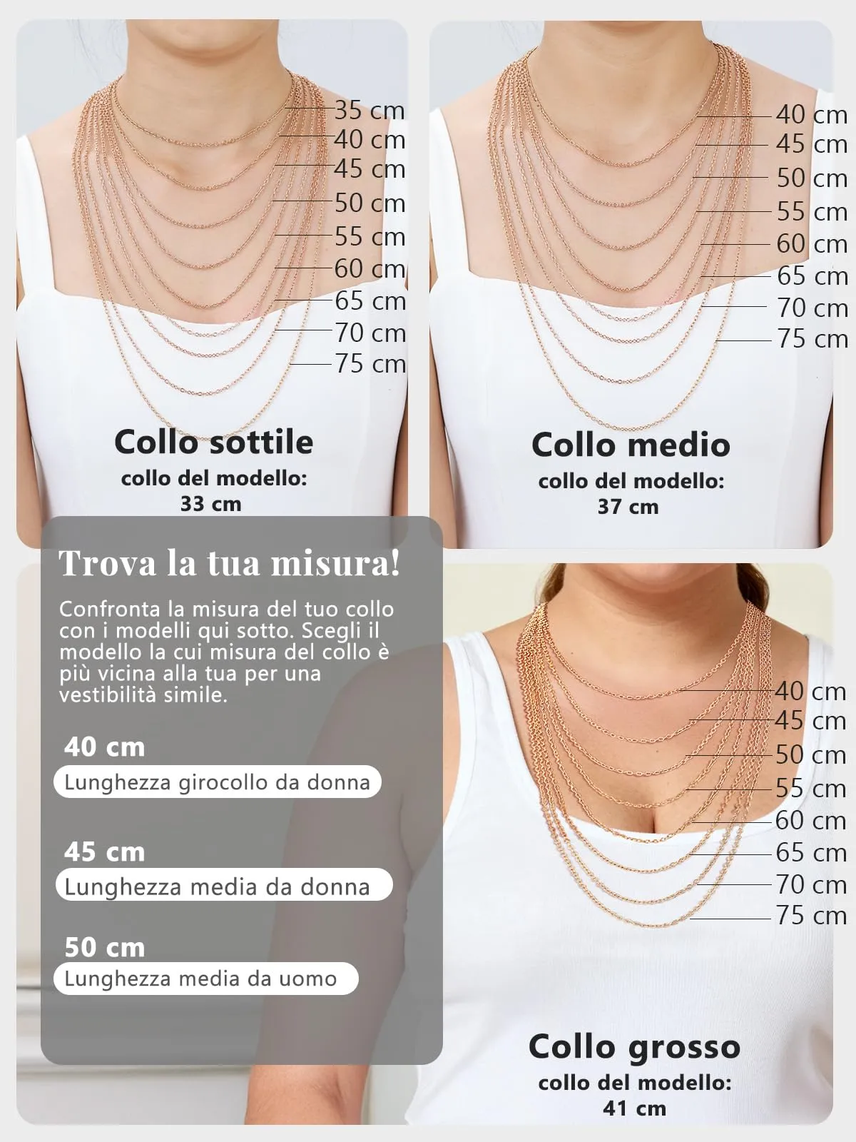 Silvora Collana Catena in Acciaio 316L Oro Rosa, 2,5mm, 75cm - immagine 5