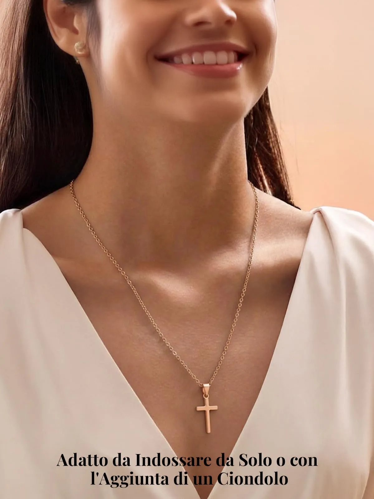 Silvora Collana Catena in Acciaio, 2,5mm, Oro Rosa, 60cm - immagine 3
