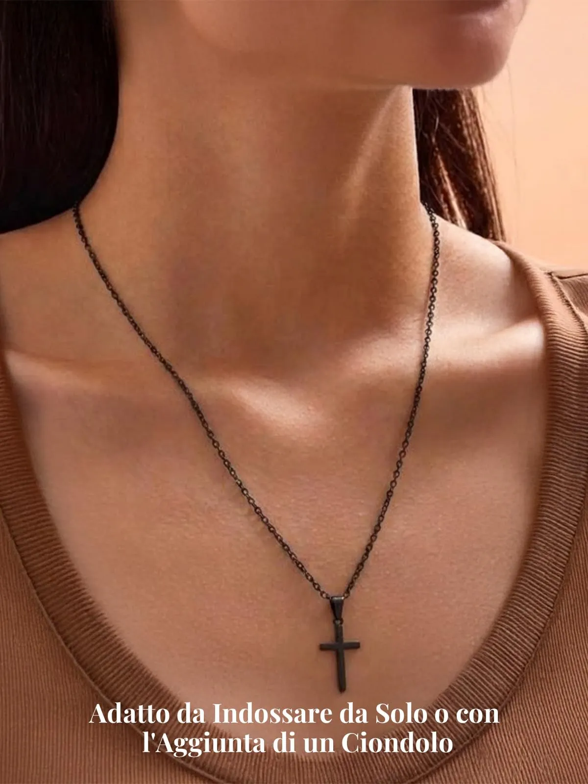 Silvora Collana Catena in Acciaio 2,5mm Nero 55cm Unisex - immagine 3
