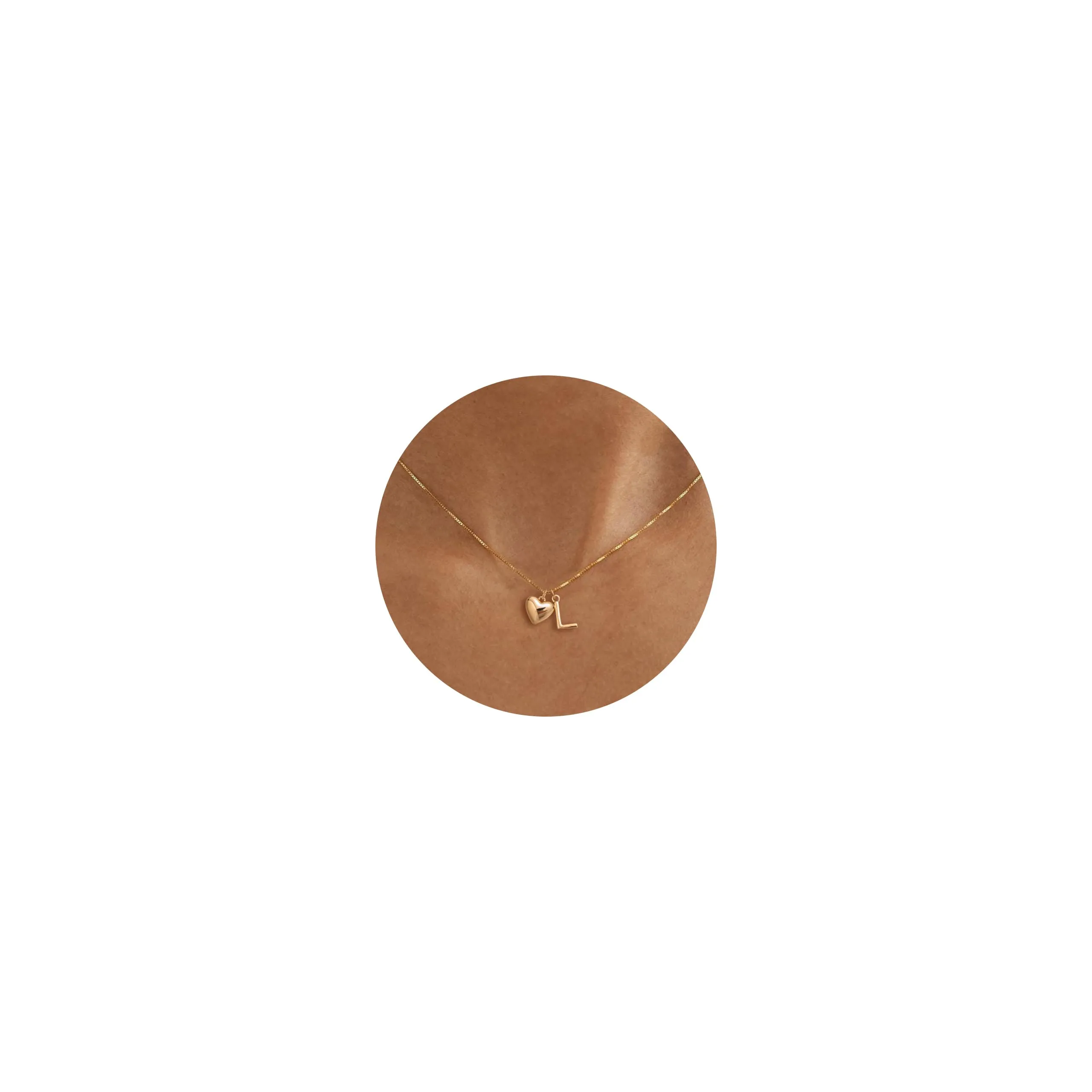 HANLI Collana Personalizzata con Nome Cuore Iniziale L Oro Placcato 14K - immagine 1