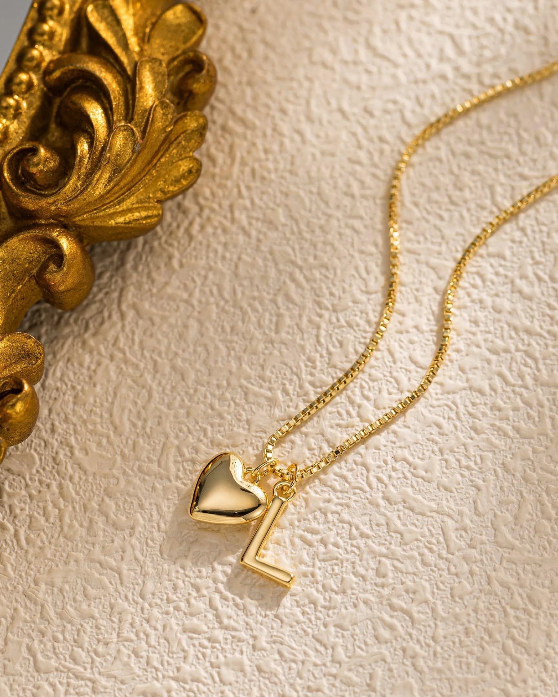 HANLI Collana Personalizzata con Nome Cuore Iniziale L Oro Placcato 14K - immagine 2