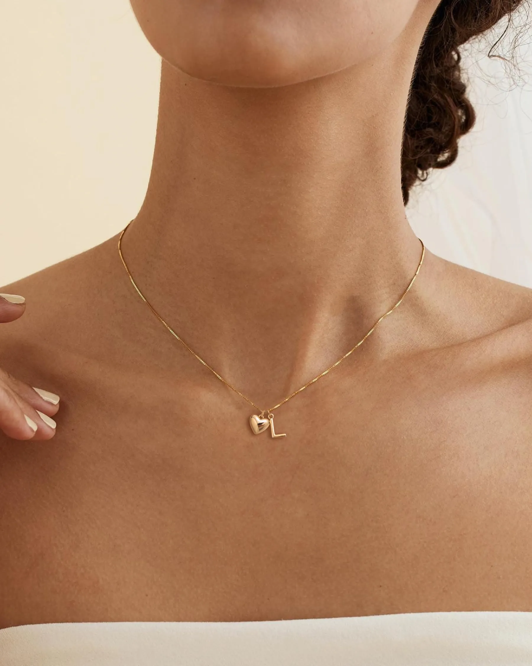 HANLI Collana Personalizzata con Nome Cuore Iniziale L Oro Placcato 14K - immagine 4