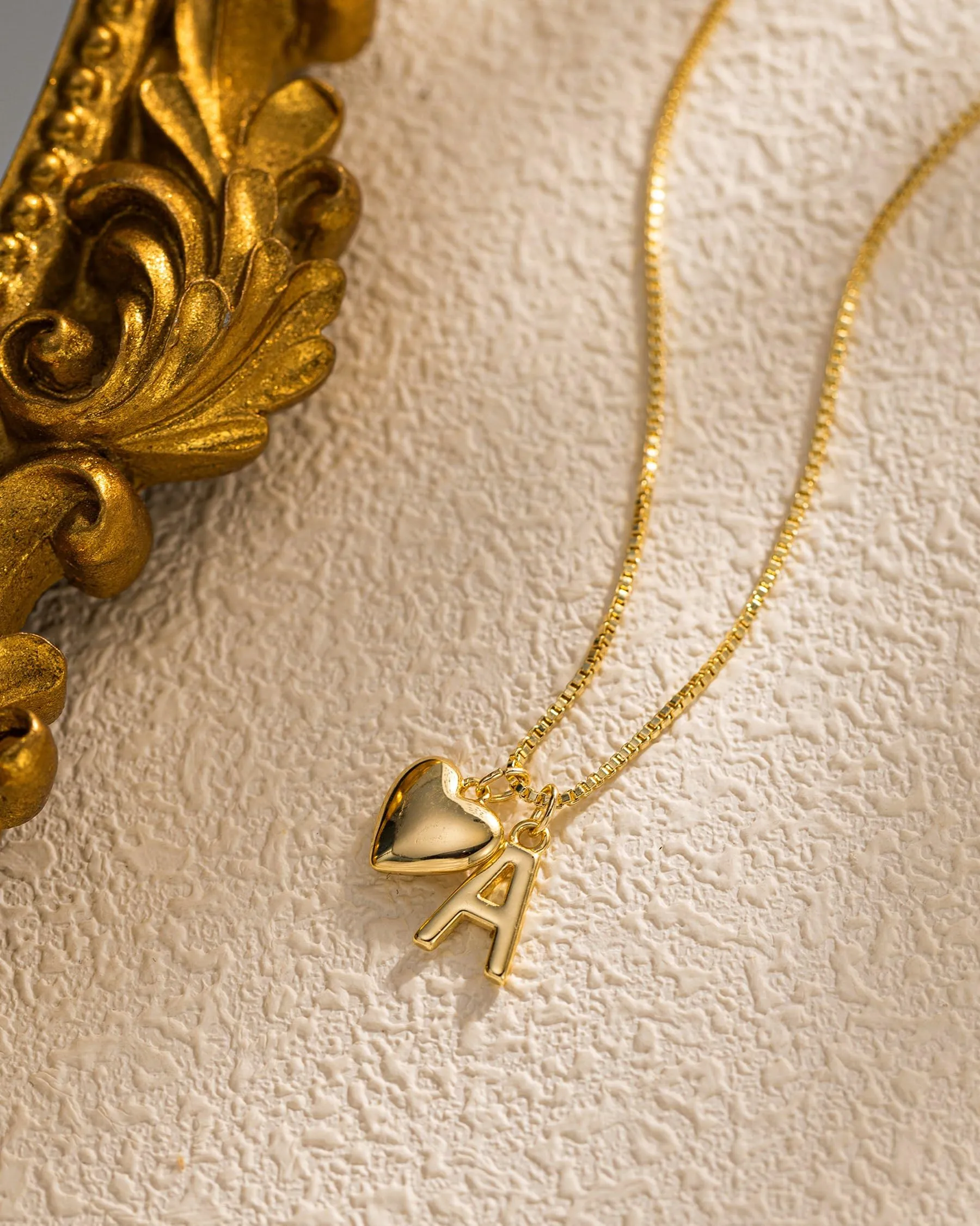 HANLI Collana Personalizzata con Iniziale Cuore Oro Placcato 14K per Donna - immagine 2