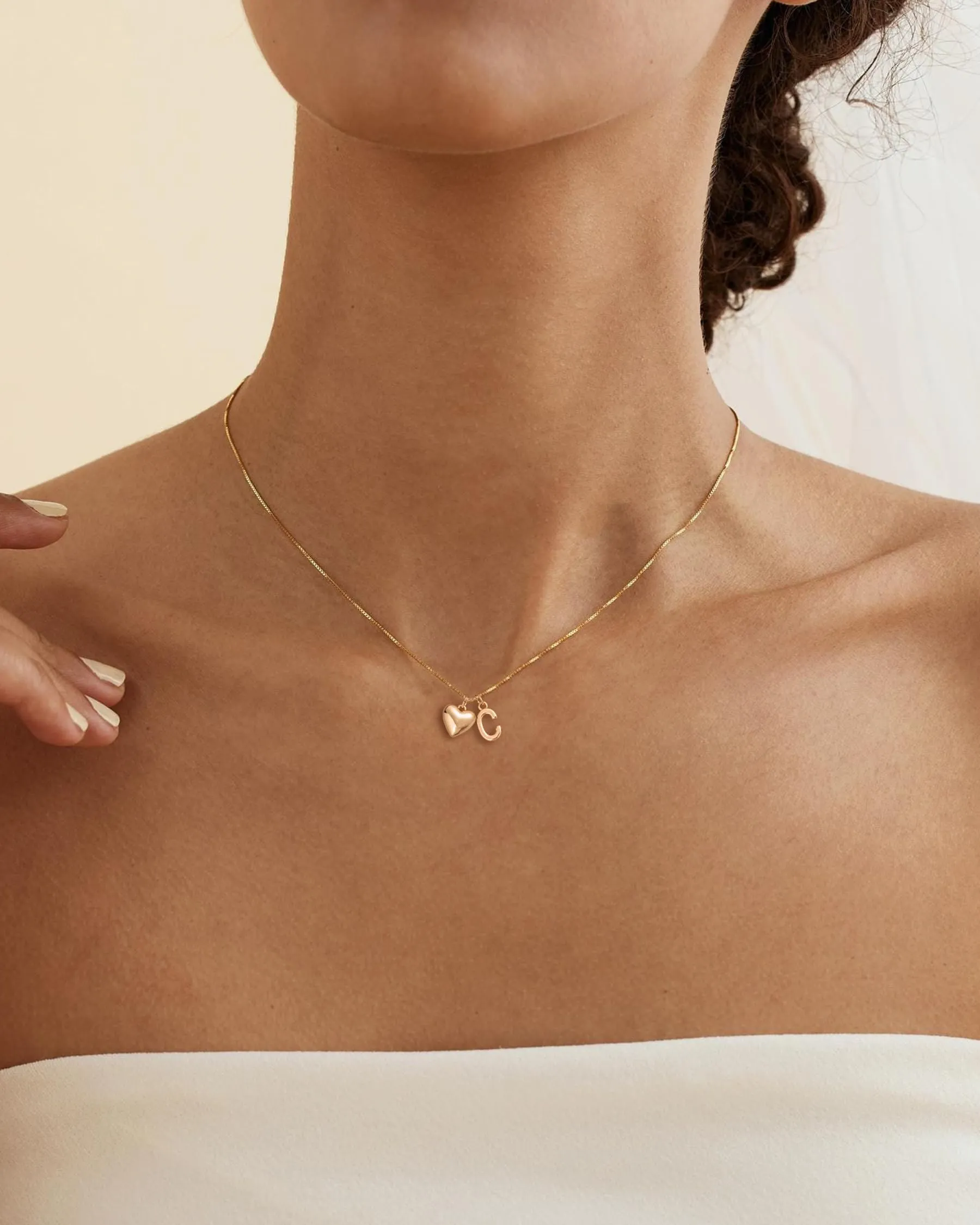 HANLI Collana Personalizzata con Iniziale Cuore Oro Placcato 14K per Donna - immagine 4