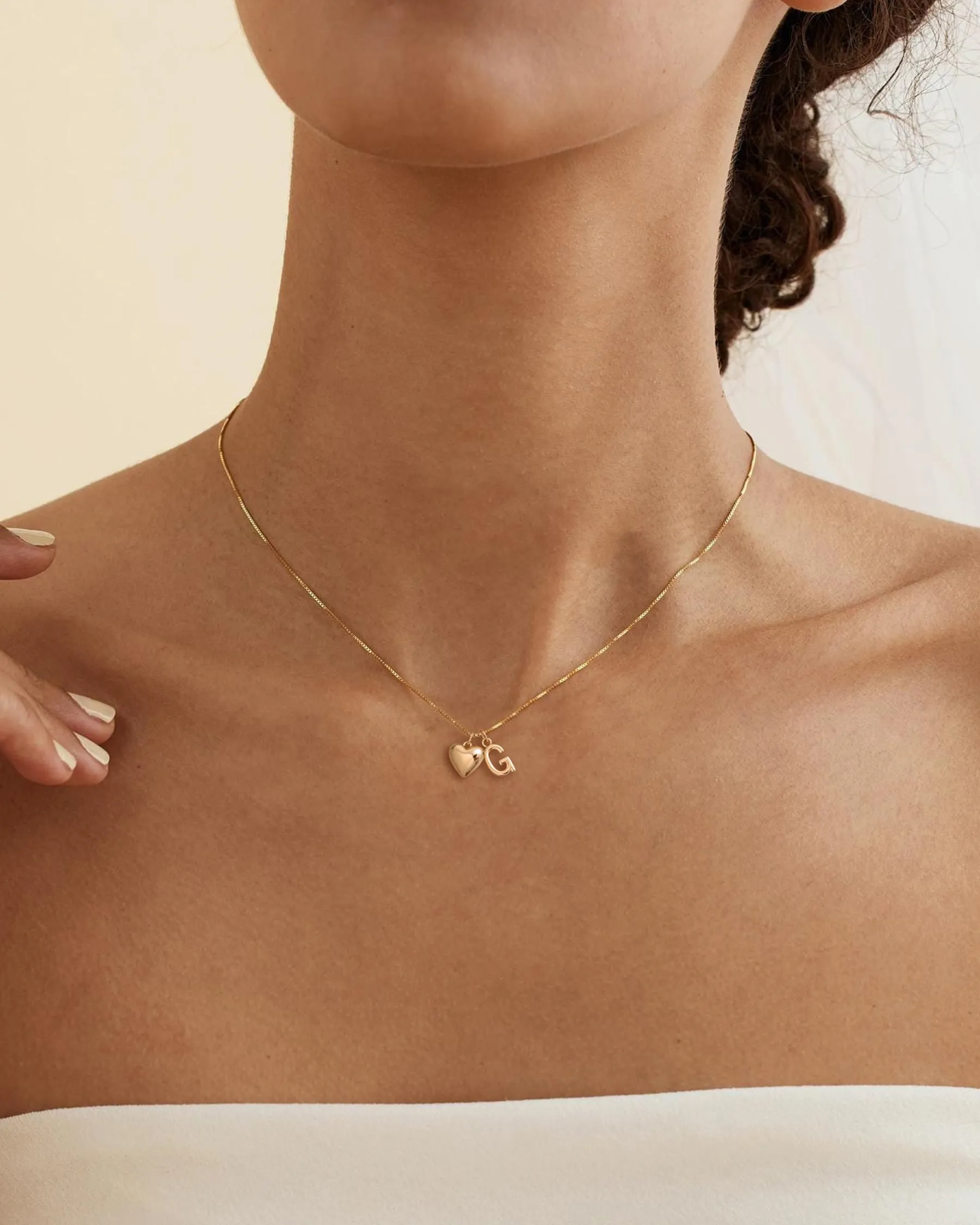 HANLI Collana Personalizzata con Nome Cuore Iniziale G in Oro Placcato 14K - immagine 4