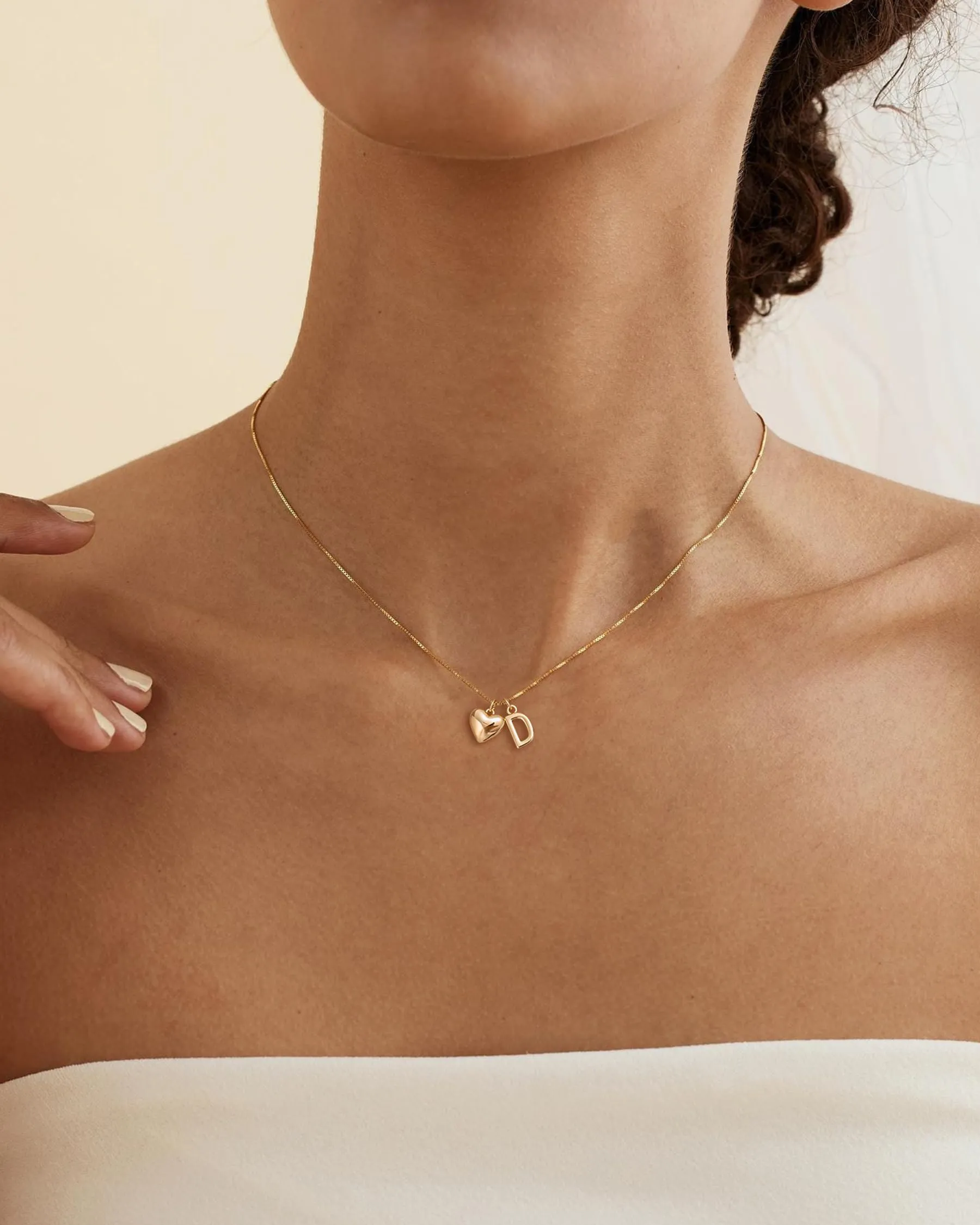 HANLI Collana Personalizzata con Nome Cuore Iniziale D, Oro Placcato 14K - immagine 2