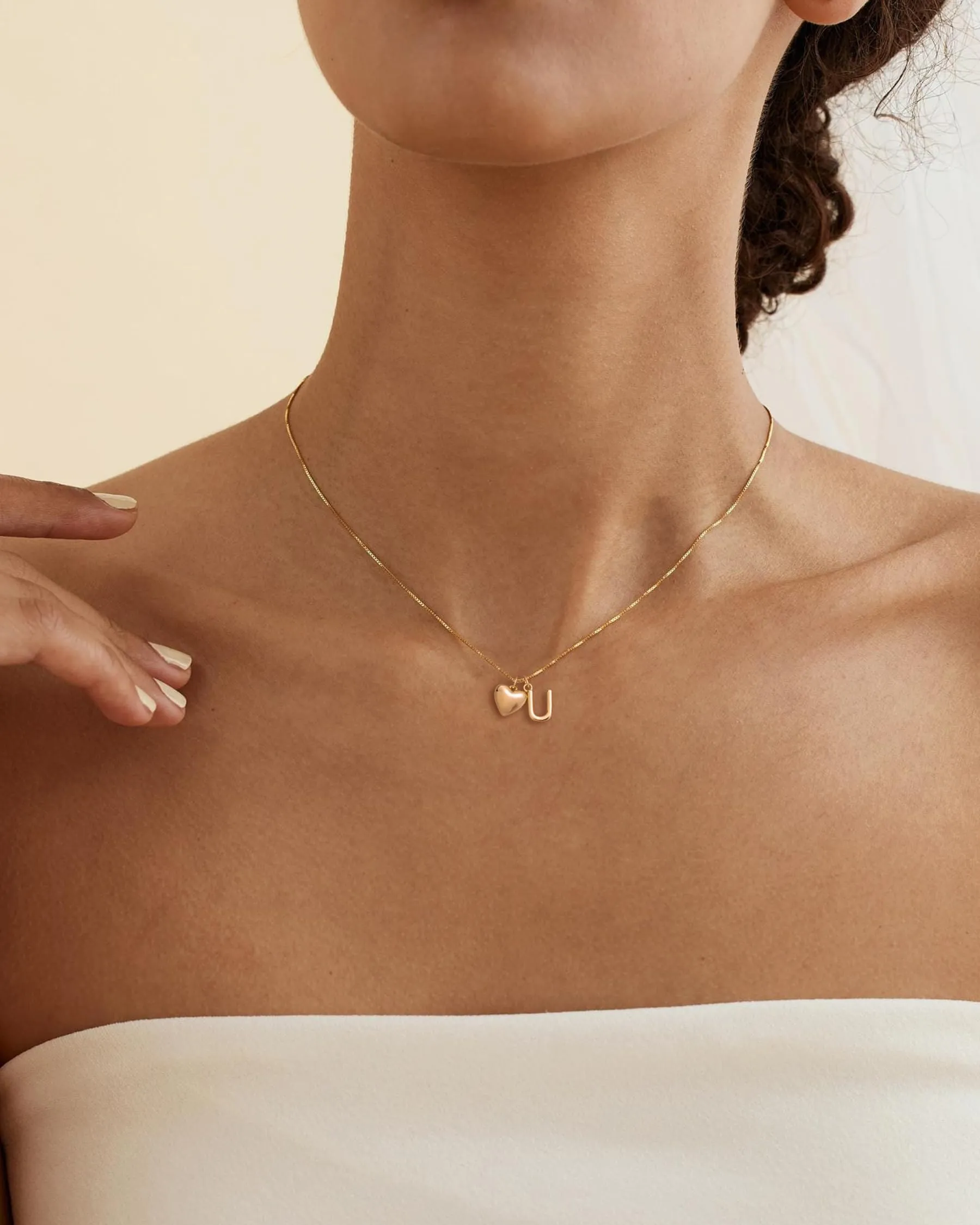 HANLI Collana Personalizzata con Nome Cuore Iniziale U, Placcata Oro 14K, Anallergica - immagine 4