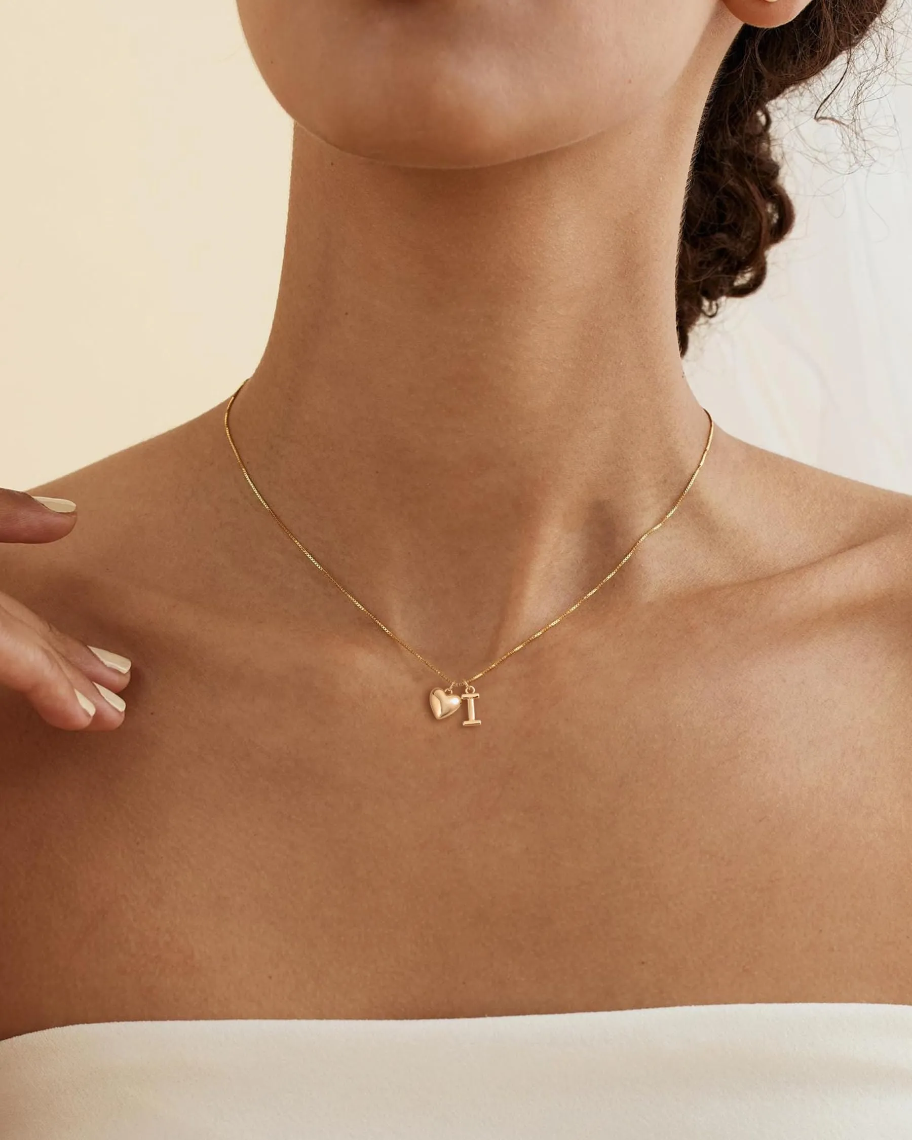 HANLI Collana Personalizzata con Nome Cuore Iniziale I in Oro Placcato 14K - immagine 4