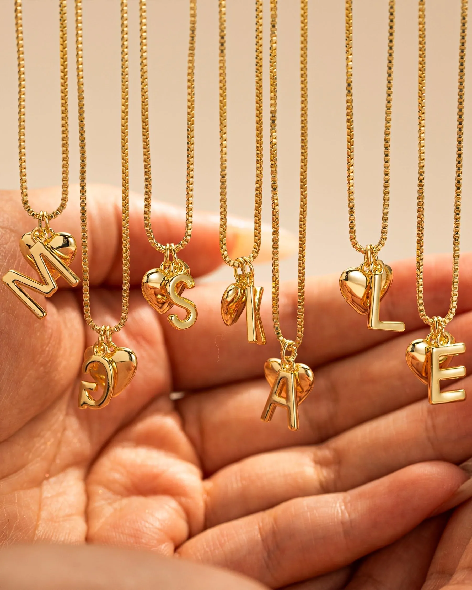 HANLI Collana Personalizzata con Nome Cuore Iniziale I in Oro Placcato 14K - immagine 5