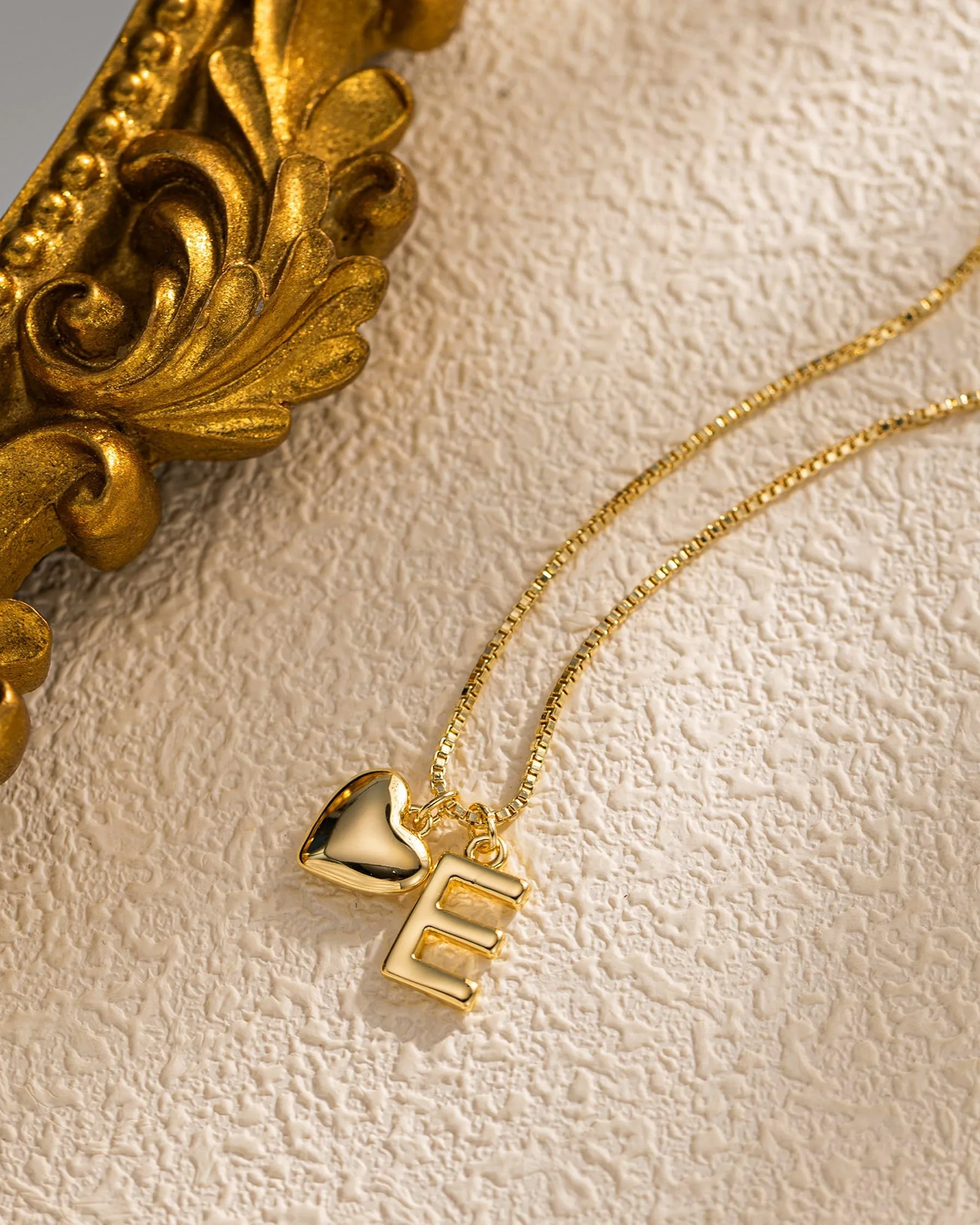 HANLI Collana Personalizzata con Nome Cuore Iniziale Donna Oro Placcato 14K - immagine 2