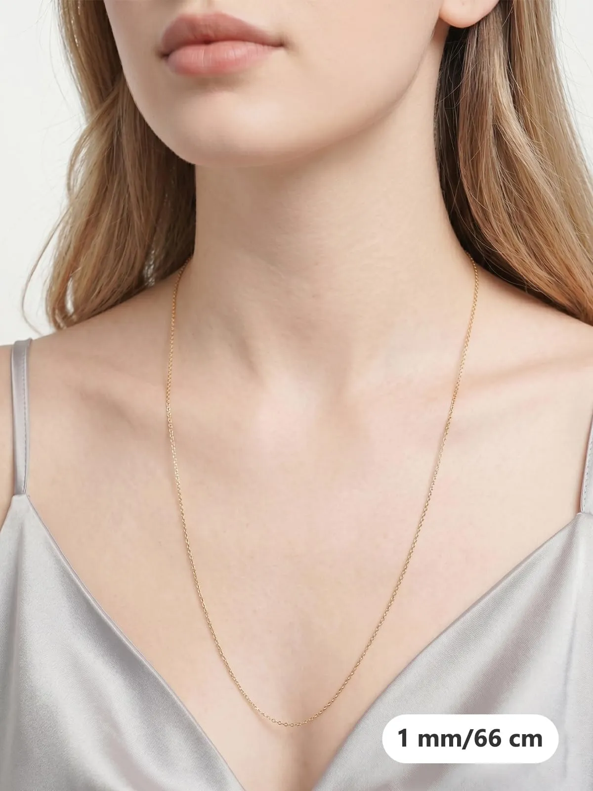Silvora Collana Catena in Acciaio Inossidabile 316L, Oro, 1mm, 65cm - immagine 2